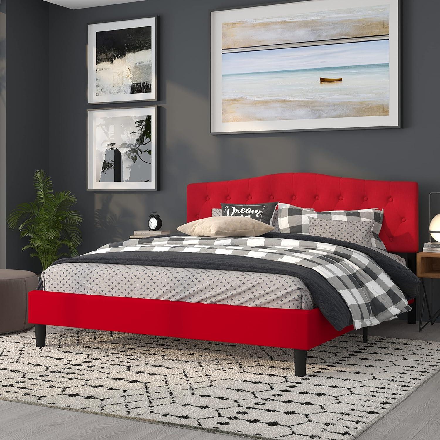 imageFlash Furniture Cambridge Tufted Upholstered Full Size Headboard in Dark Gray FabricRed