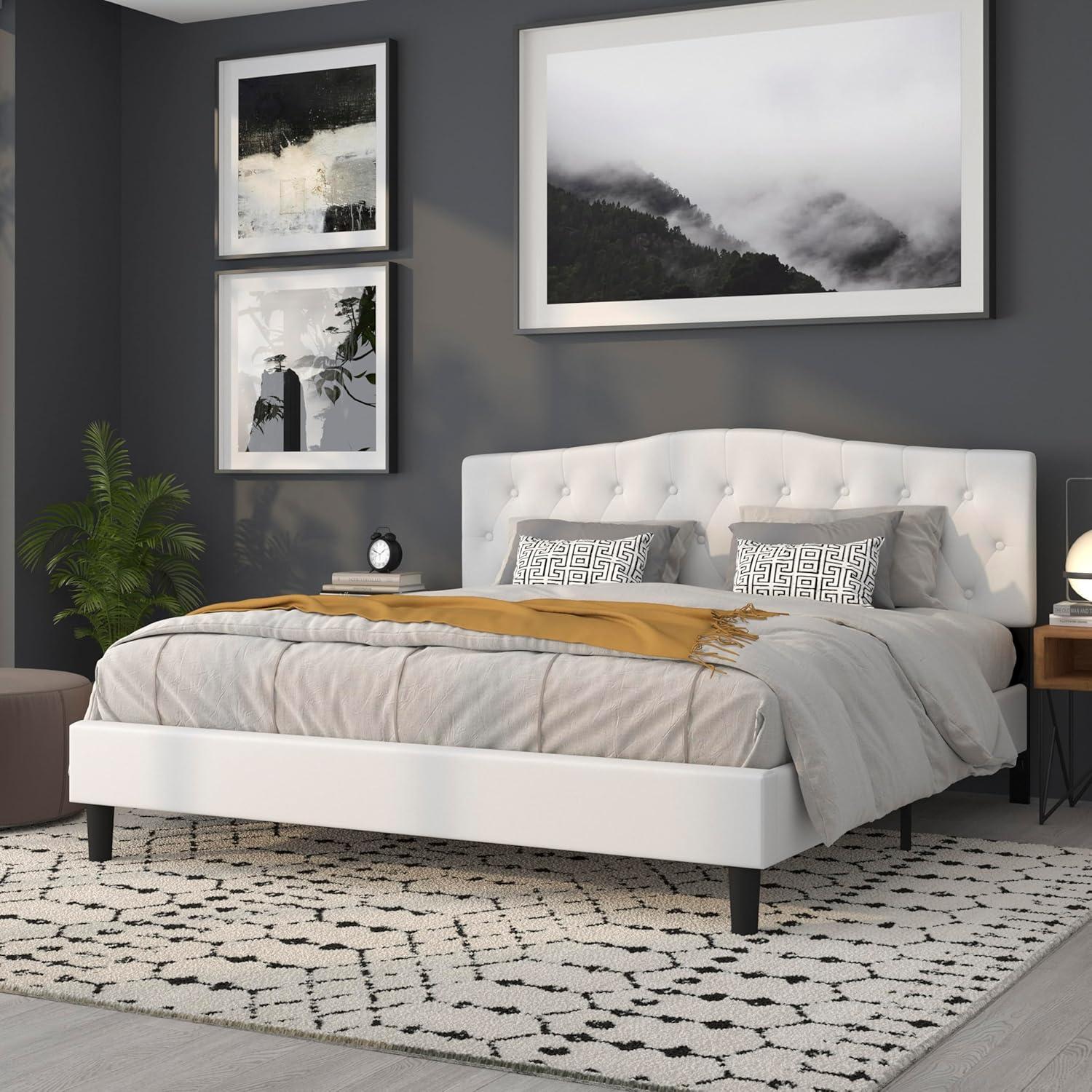 imageFlash Furniture Cambridge Tufted Upholstered Full Size Headboard in Dark Gray FabricWhite