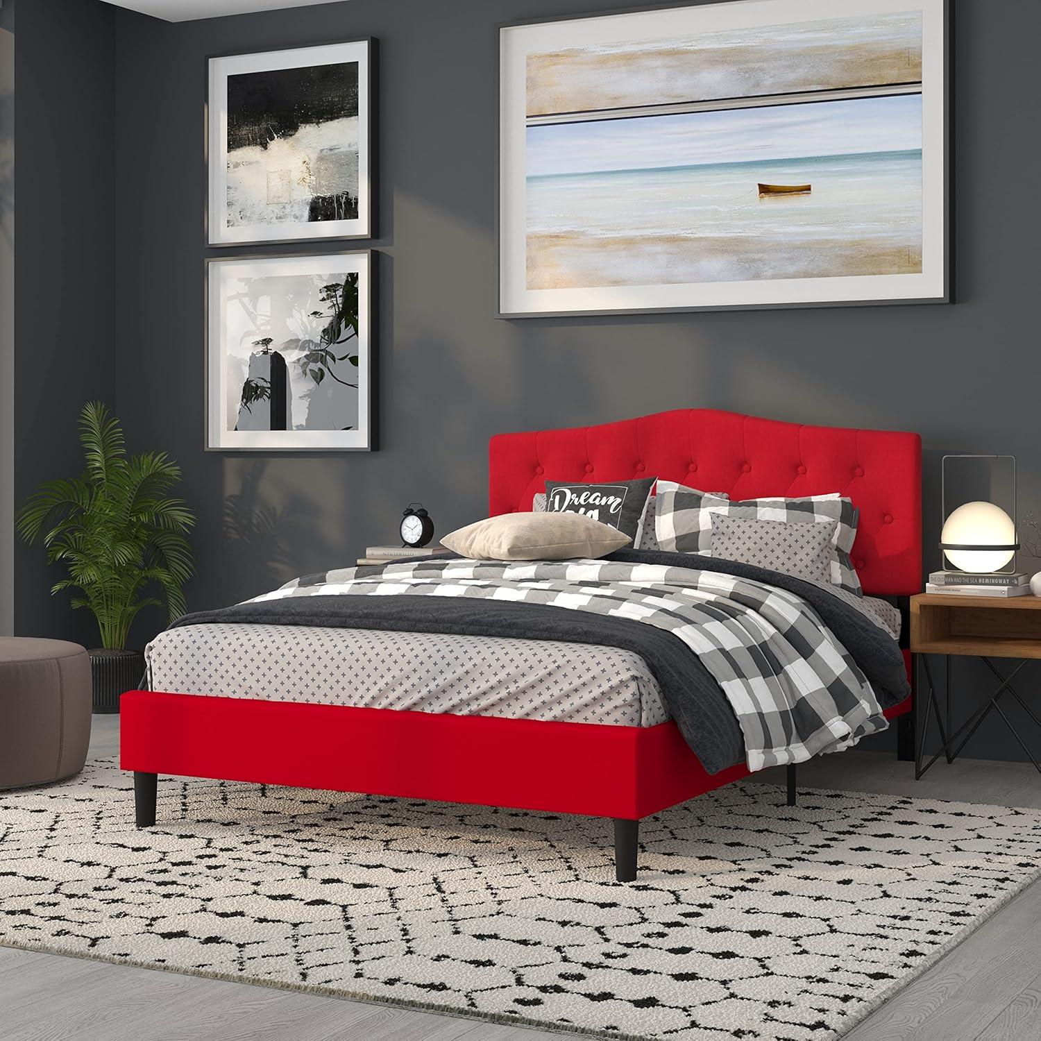 imageFlash Furniture Cambridge Tufted Upholstered Full Size Headboard in Light Gray FabricRed