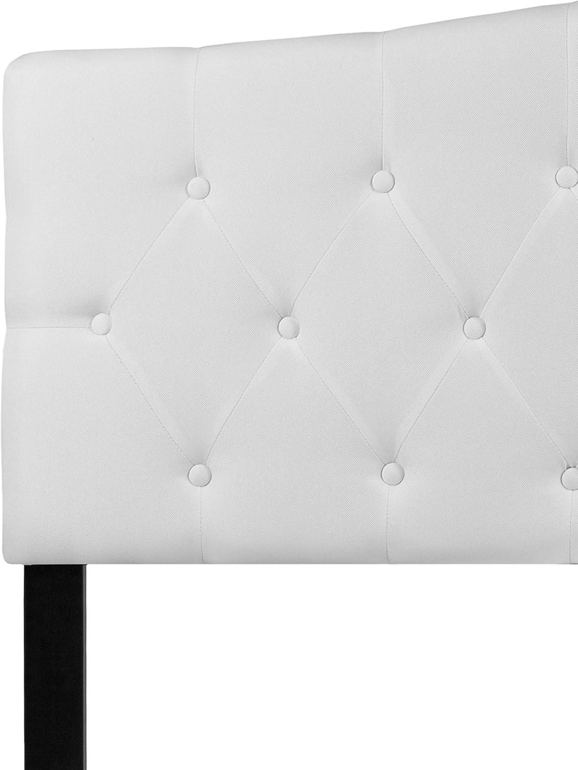 imageFlash Furniture Cambridge Tufted Upholstered Headboard for Queen Size Bed Contemporary Fabric Tufted Headboard with Adjustable Height White