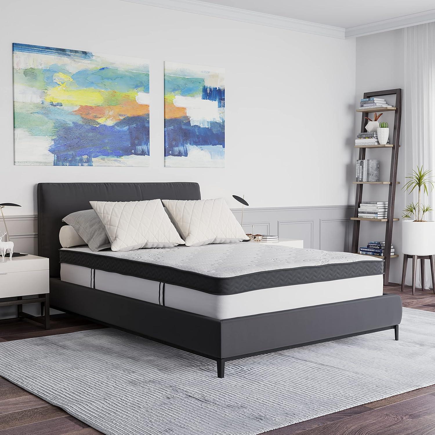 imageFlash Furniture Capri Comfortable Sleep 12 Inch CertiPURUS Certified Memory Foam ampamp Pocket Spring Mattress Full Mattress in a Box WhiteFull