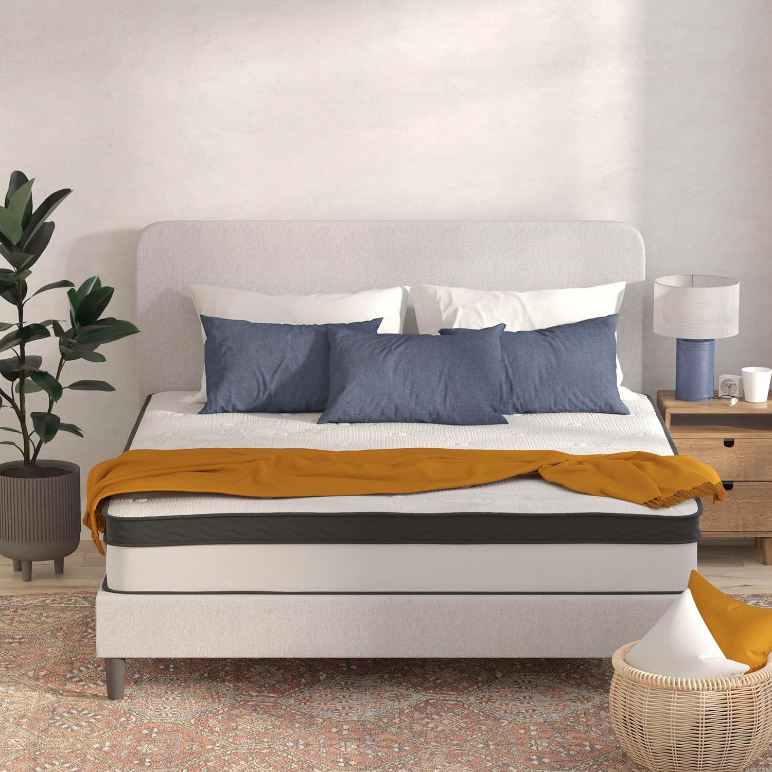 imageFlash Furniture Capri Comfortable Sleep 12 Inch CertiPURUS Certified Memory Foam ampamp Pocket Spring Mattress Full Mattress in a Box WhiteKing