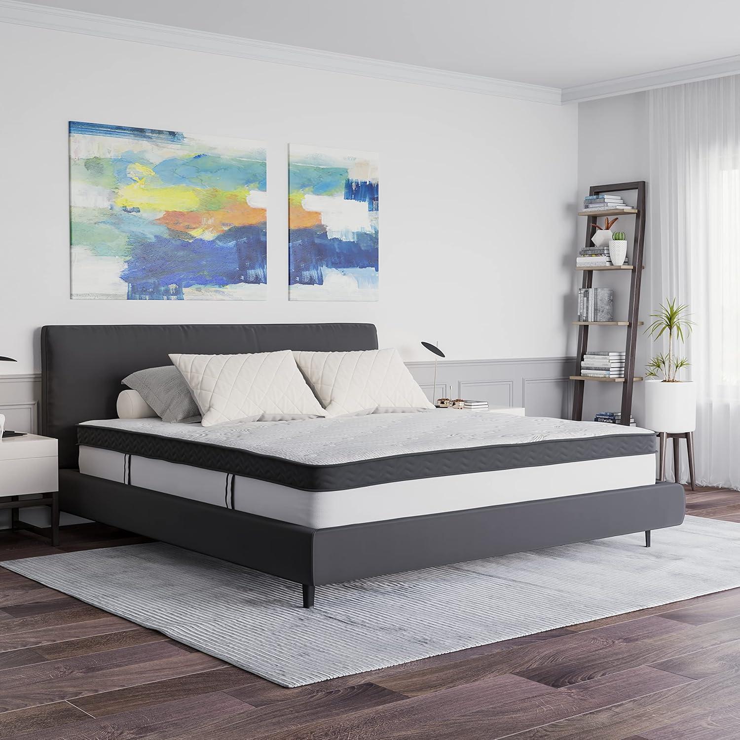 imageFlash Furniture Capri Comfortable Sleep 12 Inch CertiPURUS Certified Memory Foam ampamp Pocket Spring Mattress Full Mattress in a Box WhiteKing