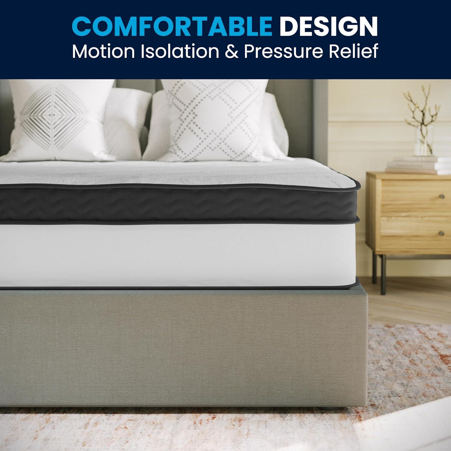 imageFlash Furniture Capri Comfortable Sleep 12 Inch CertiPURUS Certified Memory Foam ampamp Pocket Spring Mattress Full Mattress in a Box WhiteQueen