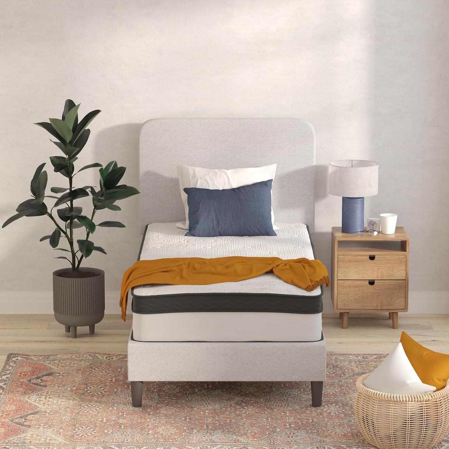 imageFlash Furniture Capri Comfortable Sleep 12 Inch CertiPURUS Certified Memory Foam ampamp Pocket Spring Mattress Full Mattress in a Box WhiteTwin