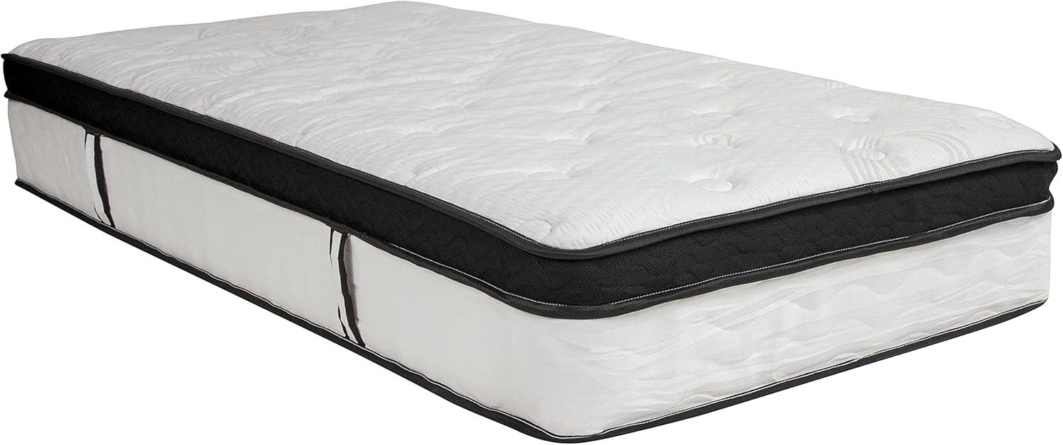 imageFlash Furniture Capri Comfortable Sleep 12 Inch CertiPURUS Certified Memory Foam ampamp Pocket Spring Mattress Full Mattress in a Box WhiteTwin