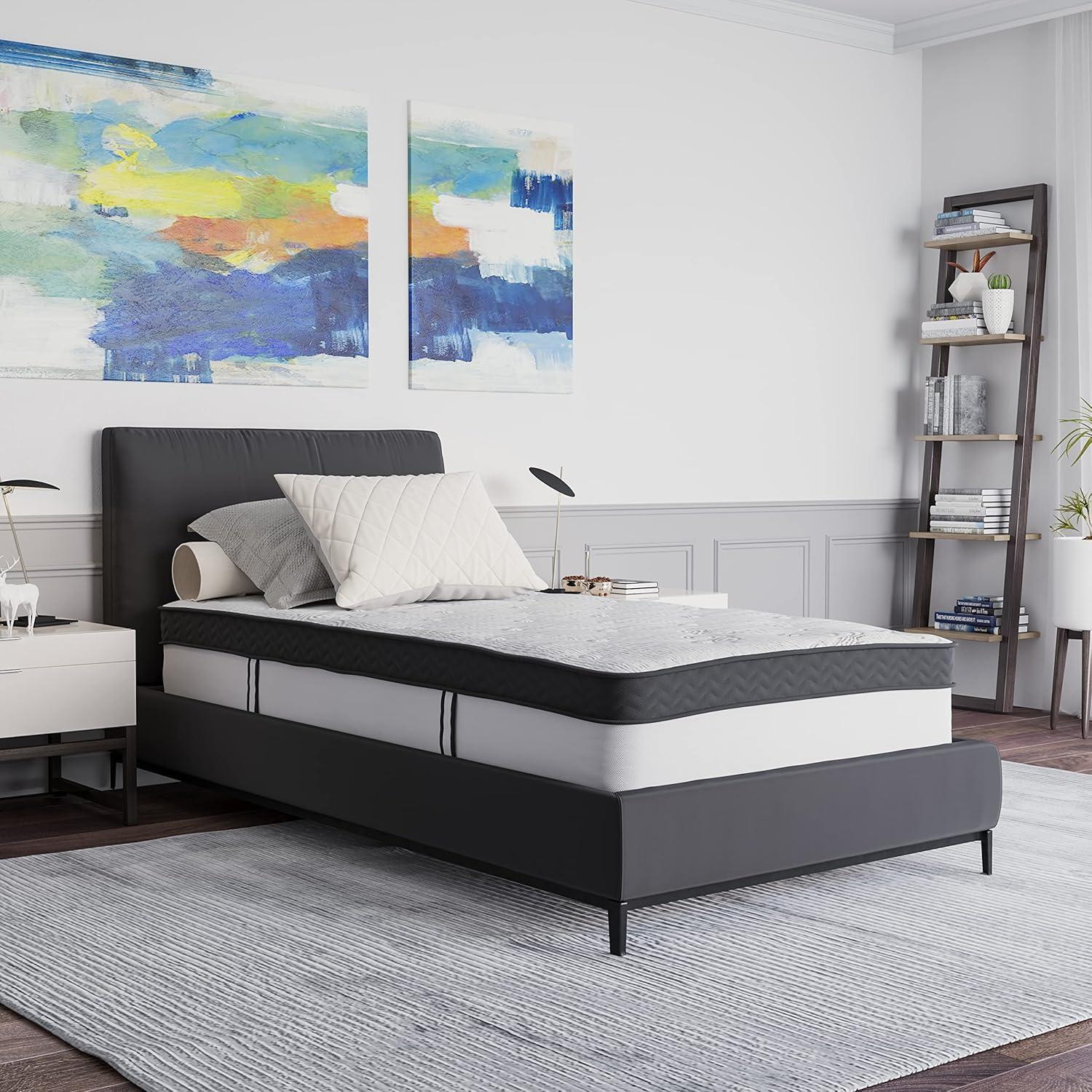 imageFlash Furniture Capri Comfortable Sleep 12 Inch CertiPURUS Certified Memory Foam ampamp Pocket Spring Mattress Full Mattress in a Box WhiteTwin