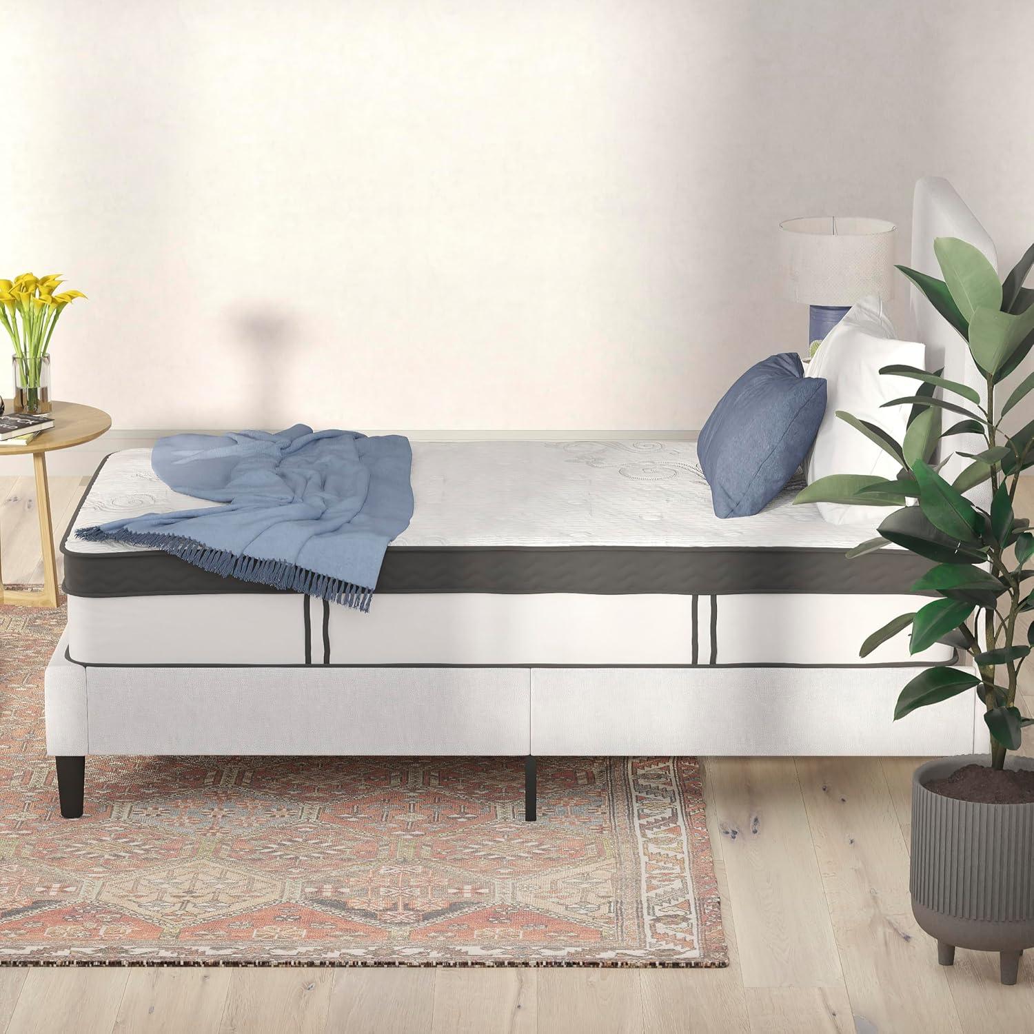 imageFlash Furniture Capri Comfortable Sleep 12 Inch CertiPURUS Certified Memory Foam ampamp Pocket Spring Mattress Full Mattress in a Box WhiteTwin