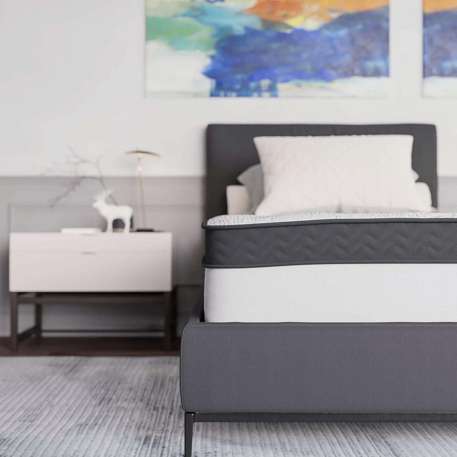 imageFlash Furniture Capri Comfortable Sleep 12 Inch CertiPURUS Certified Memory Foam ampamp Pocket Spring Mattress Full Mattress in a Box WhiteTwin