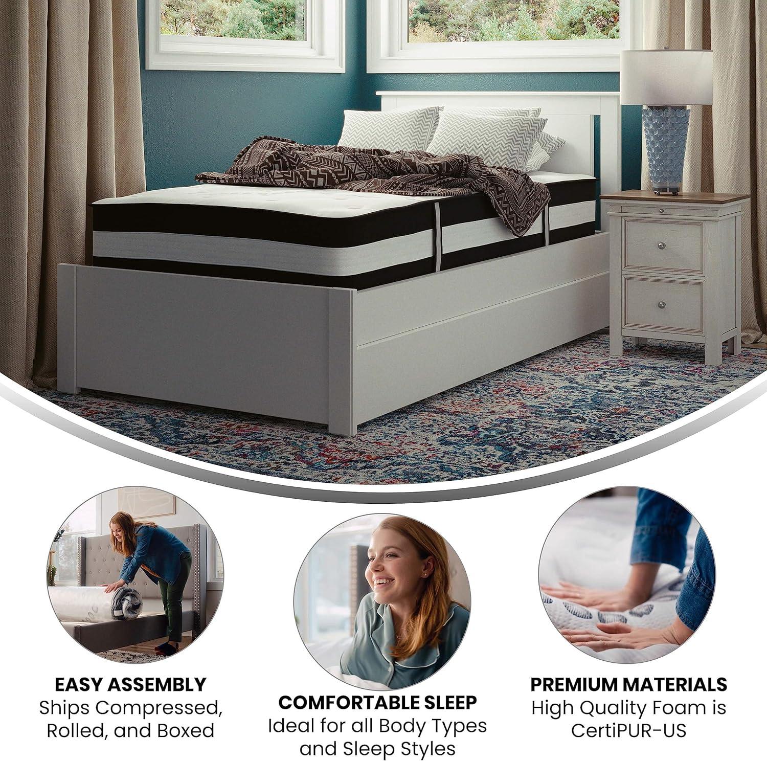imageFlash Furniture Capri Comfortable Sleep 12quot Hybrid Pocket Spring and Foam Mattress Foam Pocket Spring Hybrid Mattress for Pressure Relief QueenTwin