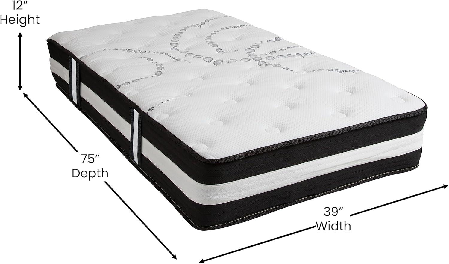 imageFlash Furniture Capri Comfortable Sleep 12quot Hybrid Pocket Spring and Foam Mattress Foam Pocket Spring Hybrid Mattress for Pressure Relief QueenTwin