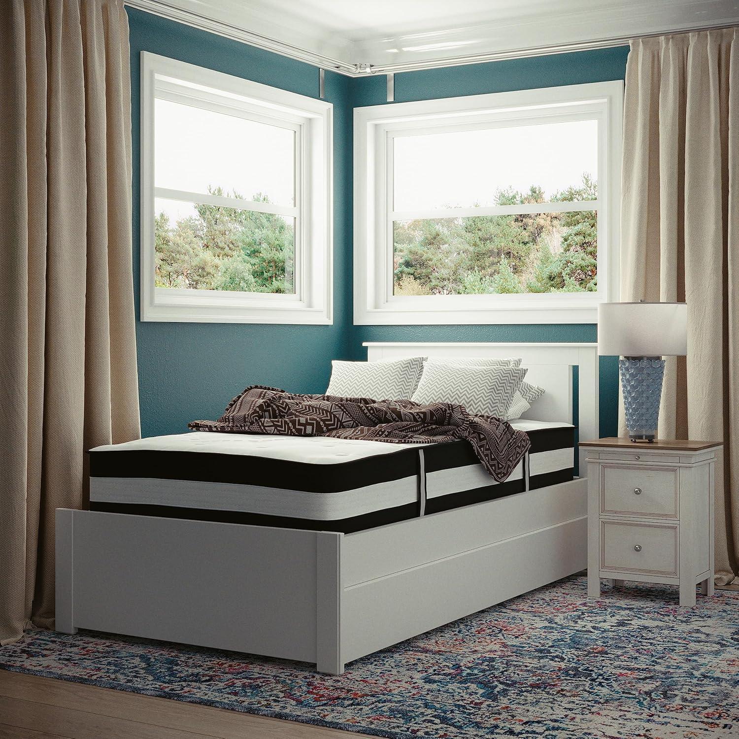 imageFlash Furniture Capri Comfortable Sleep 12quot Hybrid Pocket Spring and Foam Mattress Foam Pocket Spring Hybrid Mattress for Pressure Relief QueenTwin