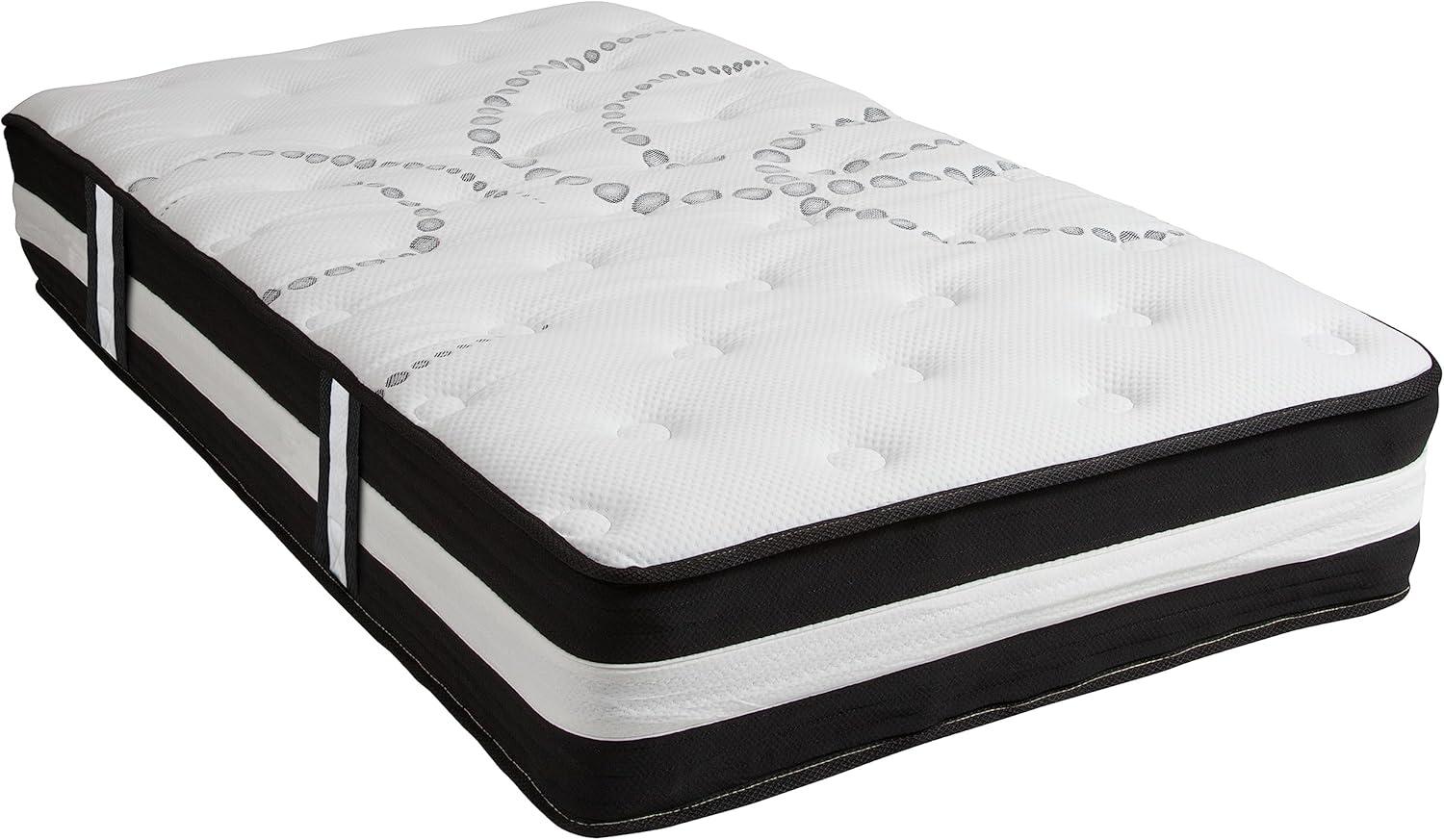 imageFlash Furniture Capri Comfortable Sleep 12quot Hybrid Pocket Spring and Foam Mattress Foam Pocket Spring Hybrid Mattress for Pressure Relief QueenTwin