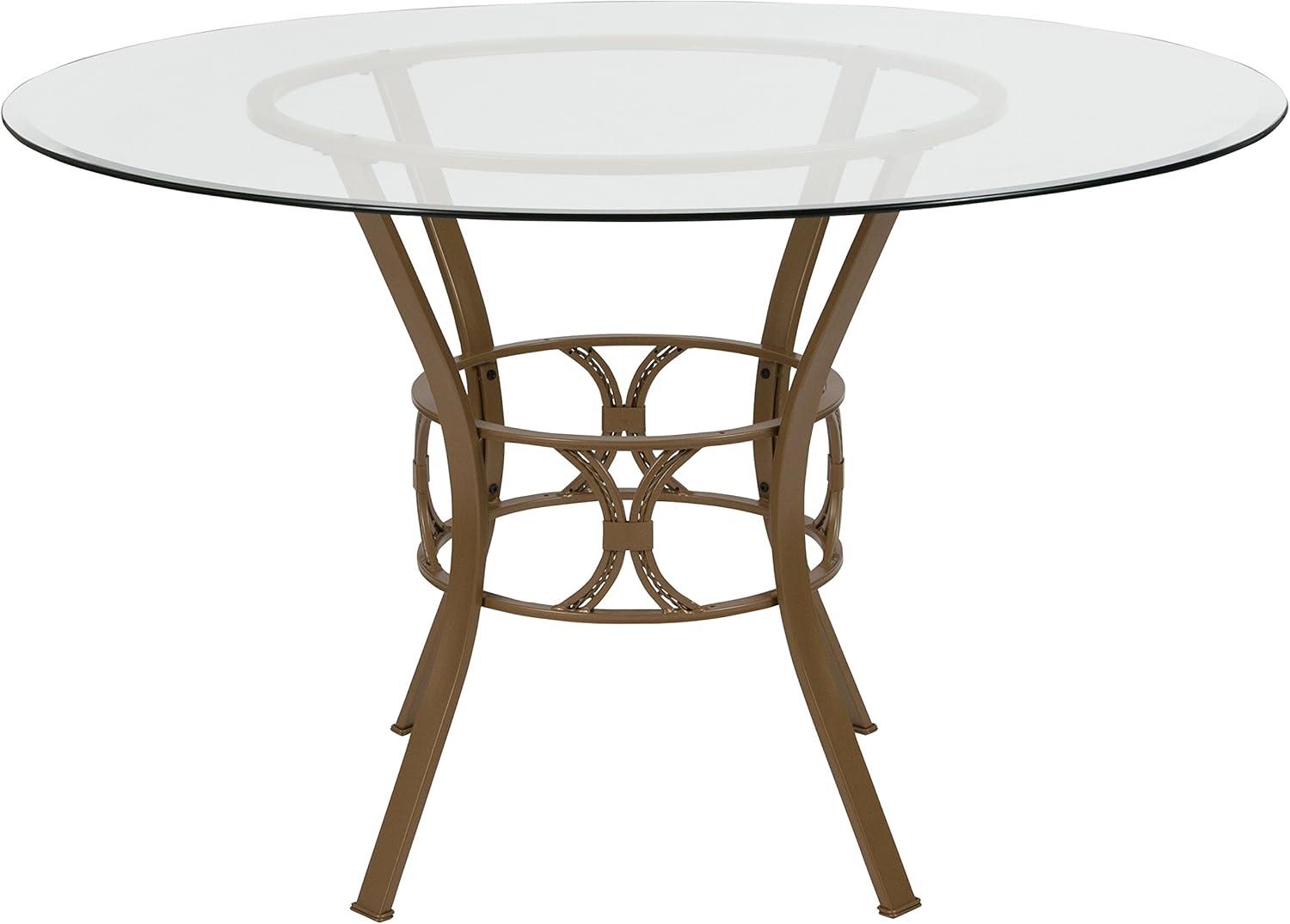 imageFlash Furniture Carlisle 42 Round Glass Dining Table with Black Metal FrameClearMatte Gold