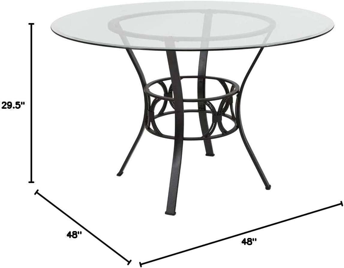 imageFlash Furniture Carlisle 42 Round Glass Dining Table with Silver Metal FrameClearBlack