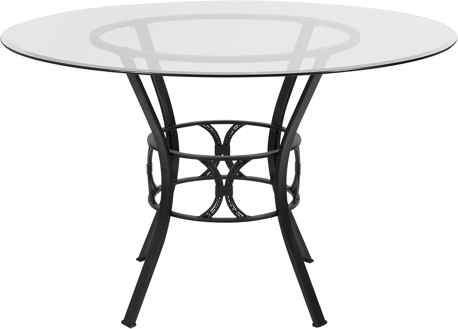imageFlash Furniture Carlisle 42 Round Glass Dining Table with Silver Metal FrameClearBlack