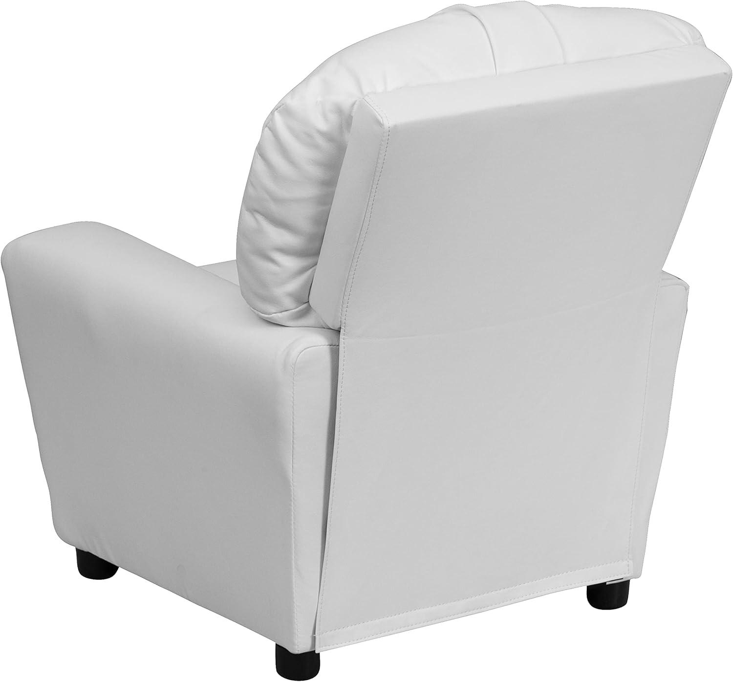 imageFlash Furniture Chandler LeatherSoft Kids Recliner with Cup Holder and Safety Recline Contemporary Reclining Chair for Kids Supports up to 90 lbs BlackWhite Vinyl