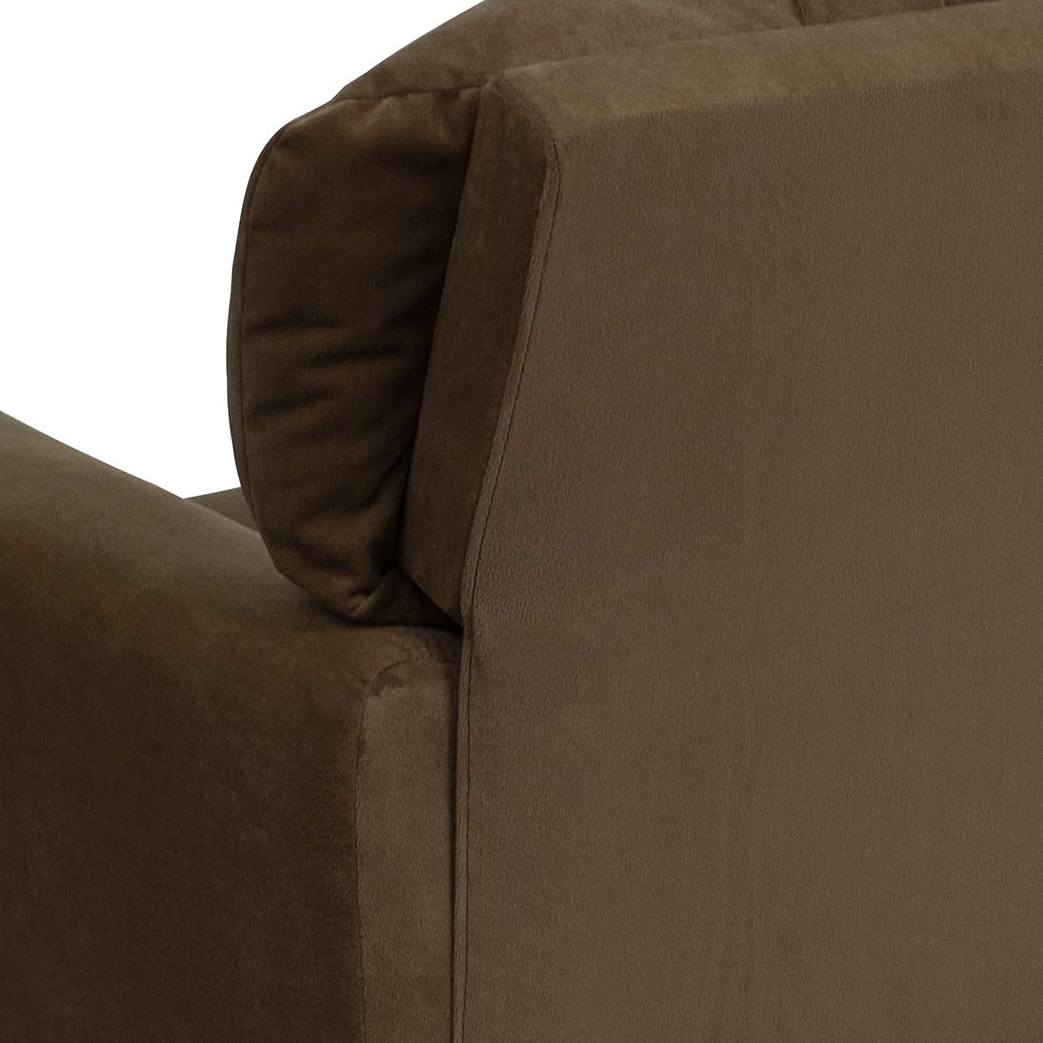 imageFlash Furniture Chandler LeatherSoft Kids Recliner with Cup Holder and Safety Recline Contemporary Reclining Chair for Kids Supports up to 90 lbs BlackBrown Microfiber