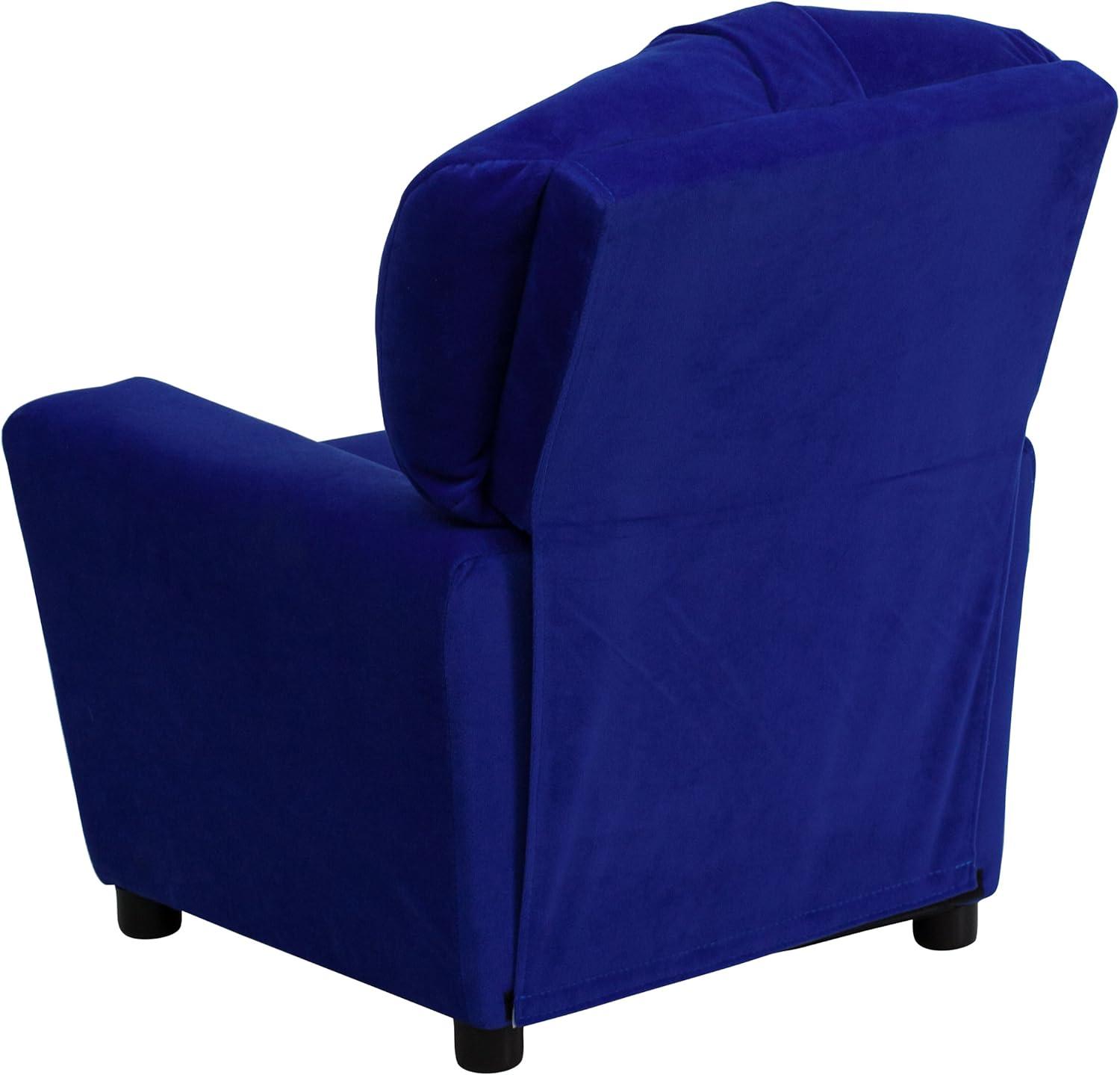 imageFlash Furniture Chandler LeatherSoft Kids Recliner with Cup Holder and Safety Recline Contemporary Reclining Chair for Kids Supports up to 90 lbs BlackBlue Microfiber