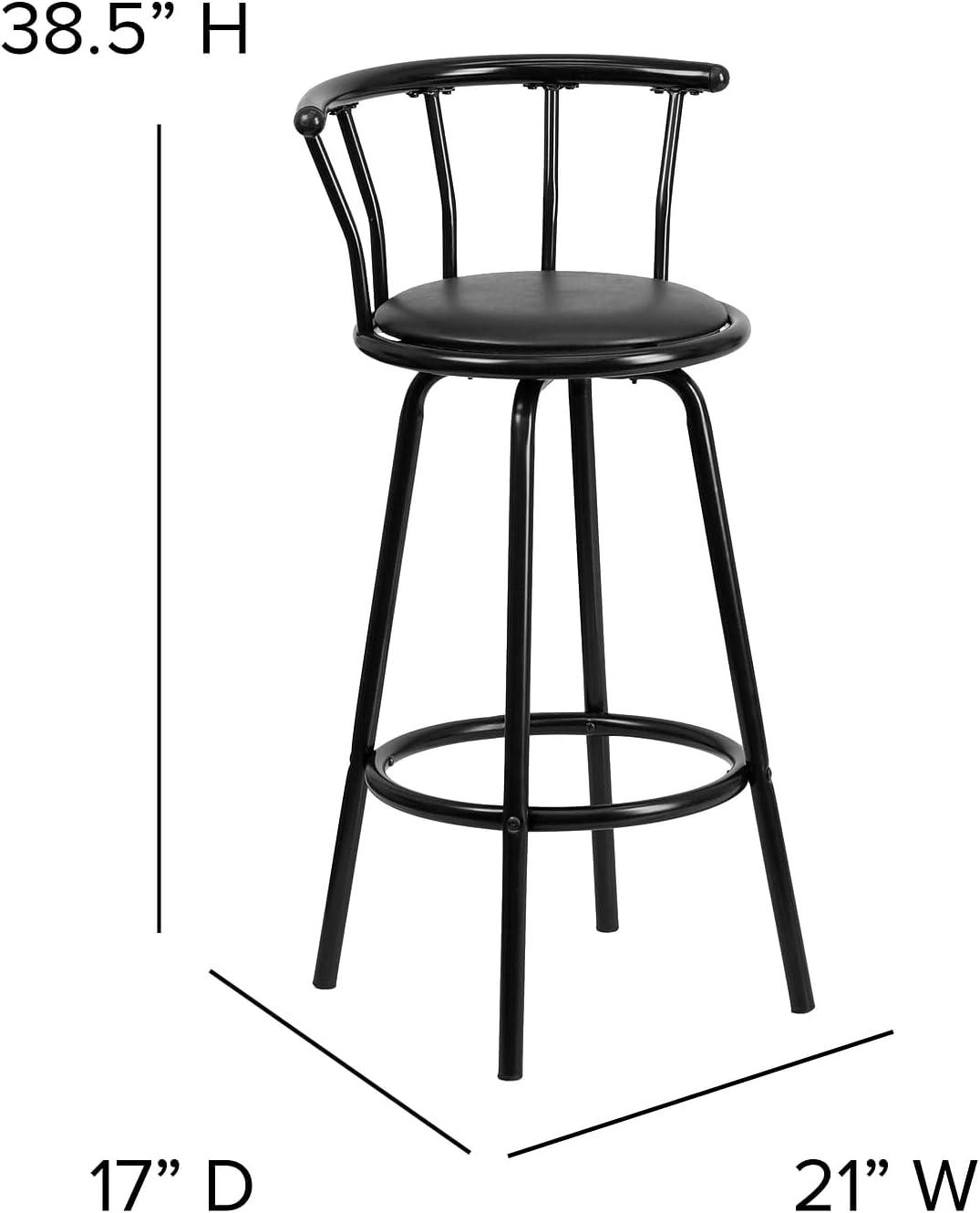 imageFlash Furniture Charla Crown Back Black Metal Barstool with Black Vinyl Swivel Seat