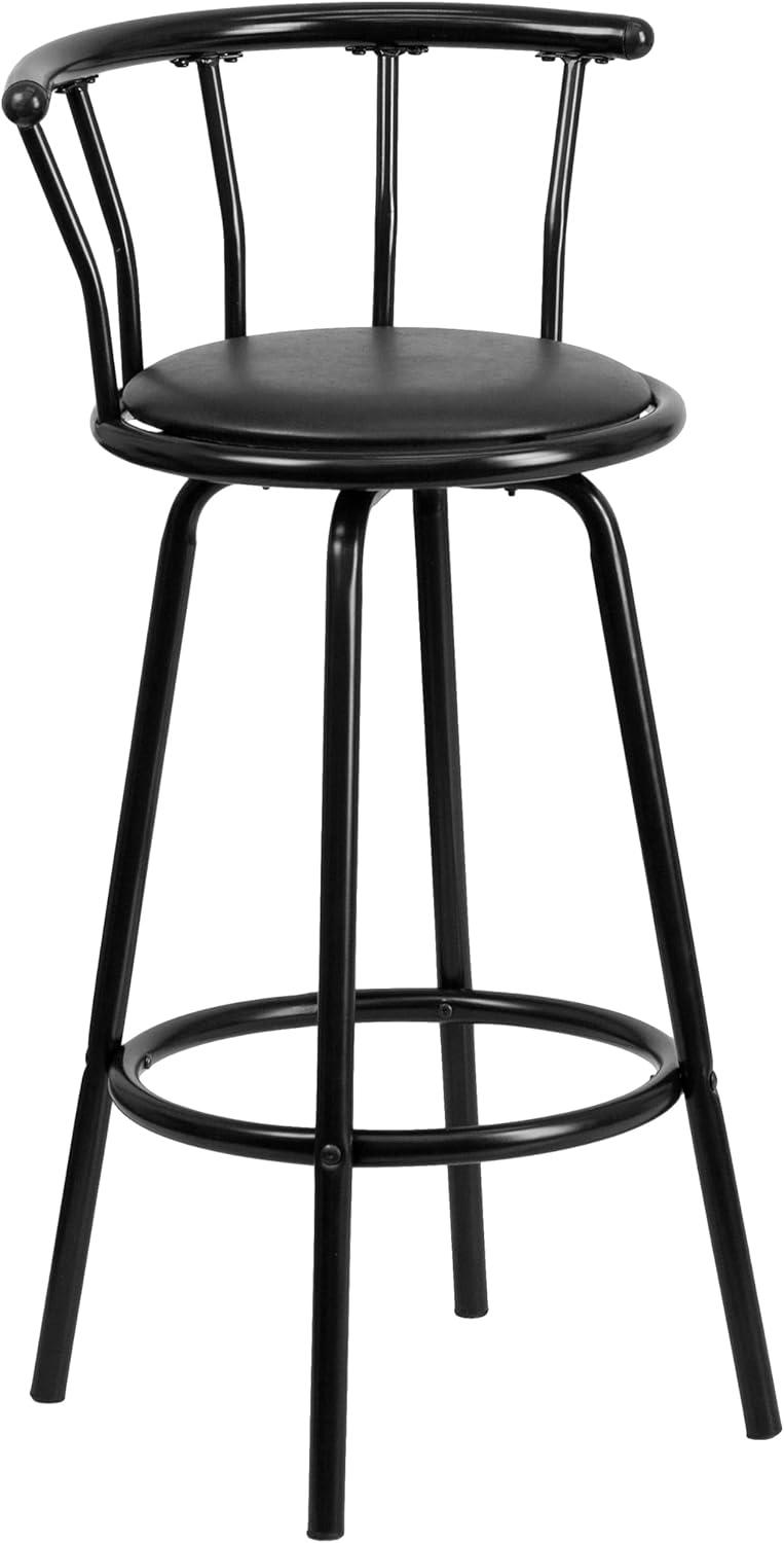 imageFlash Furniture Charla Crown Back Black Metal Barstool with Black Vinyl Swivel Seat