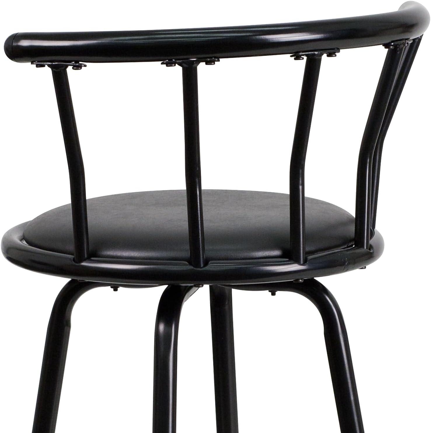 imageFlash Furniture Charla Crown Back Black Metal Barstool with Black Vinyl Swivel Seat
