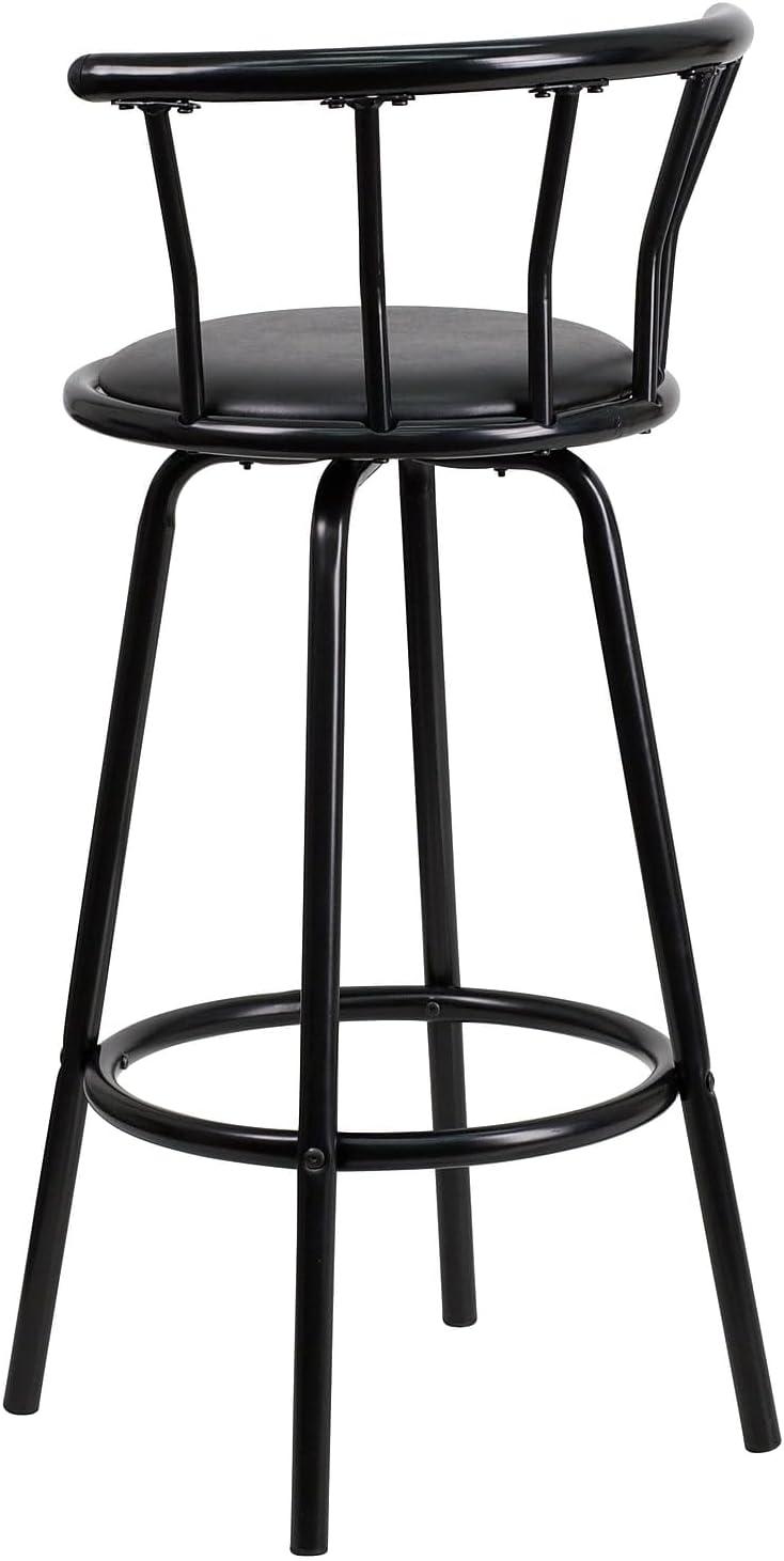 imageFlash Furniture Charla Crown Back Black Metal Barstool with Black Vinyl Swivel Seat