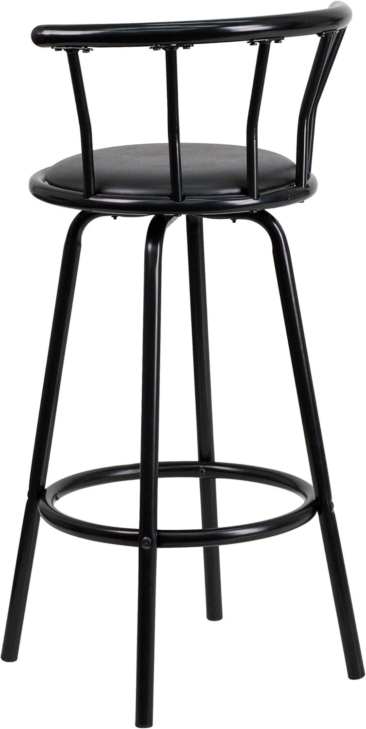 imageFlash Furniture Charla Crown Back Black Metal Barstool with Black Vinyl Swivel Seat