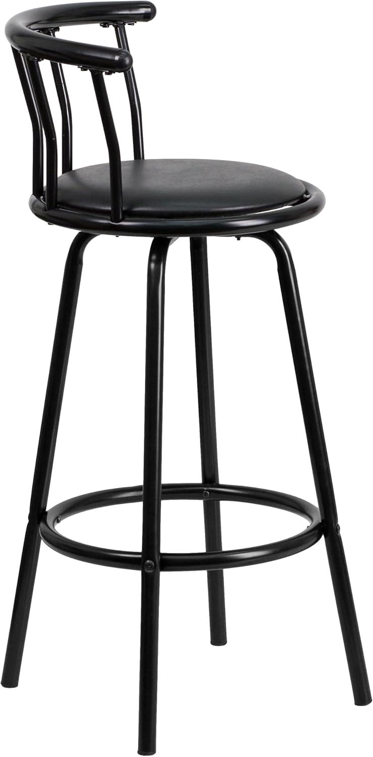 imageFlash Furniture Charla Crown Back Black Metal Barstool with Black Vinyl Swivel Seat