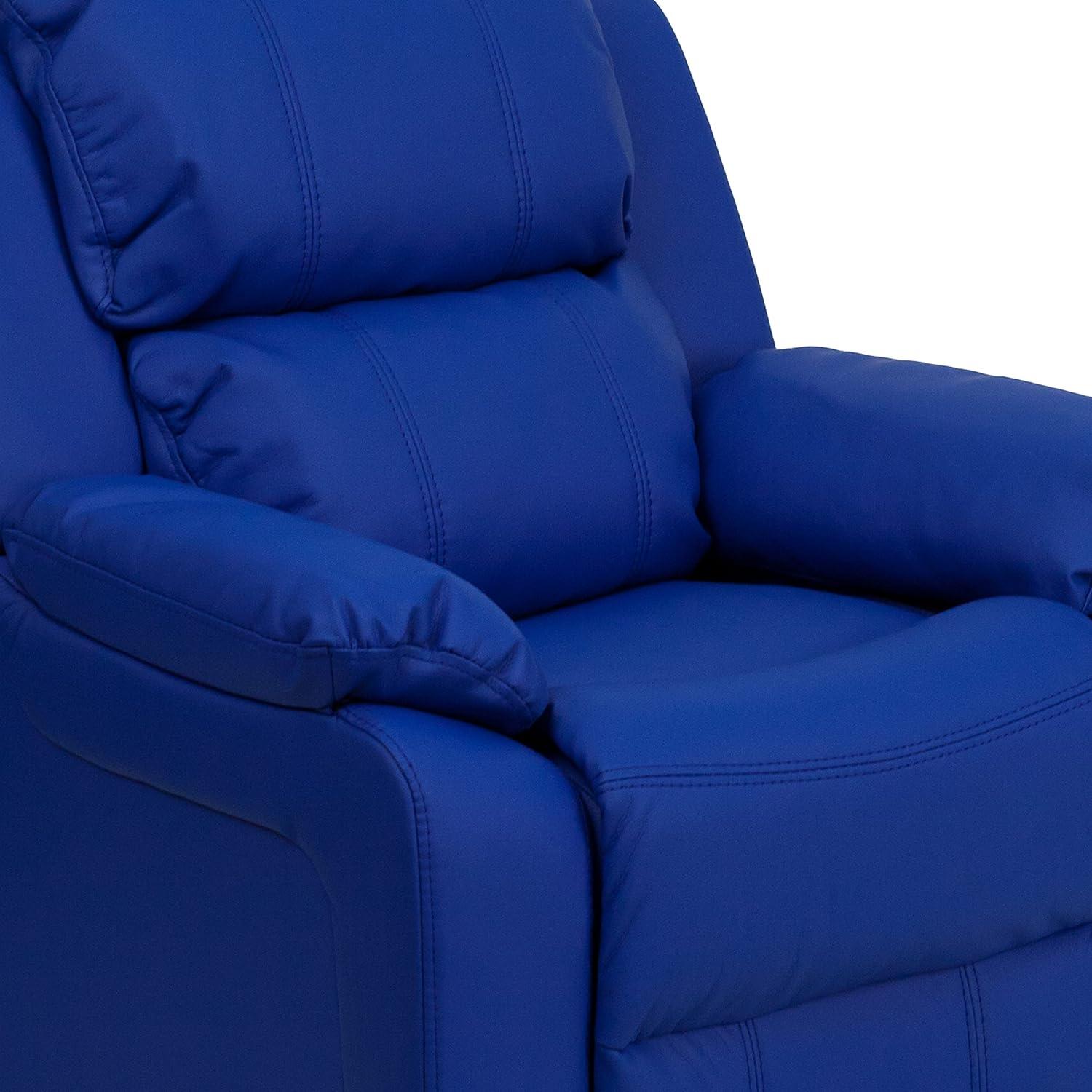 imageFlash Furniture Charlie Microfiber Kids Recliner with FlipUp Storage Arms and Safety Recline Contemporary Reclining Chair for Kids Supports up to 90 lbs PurpleBlue Vinyl