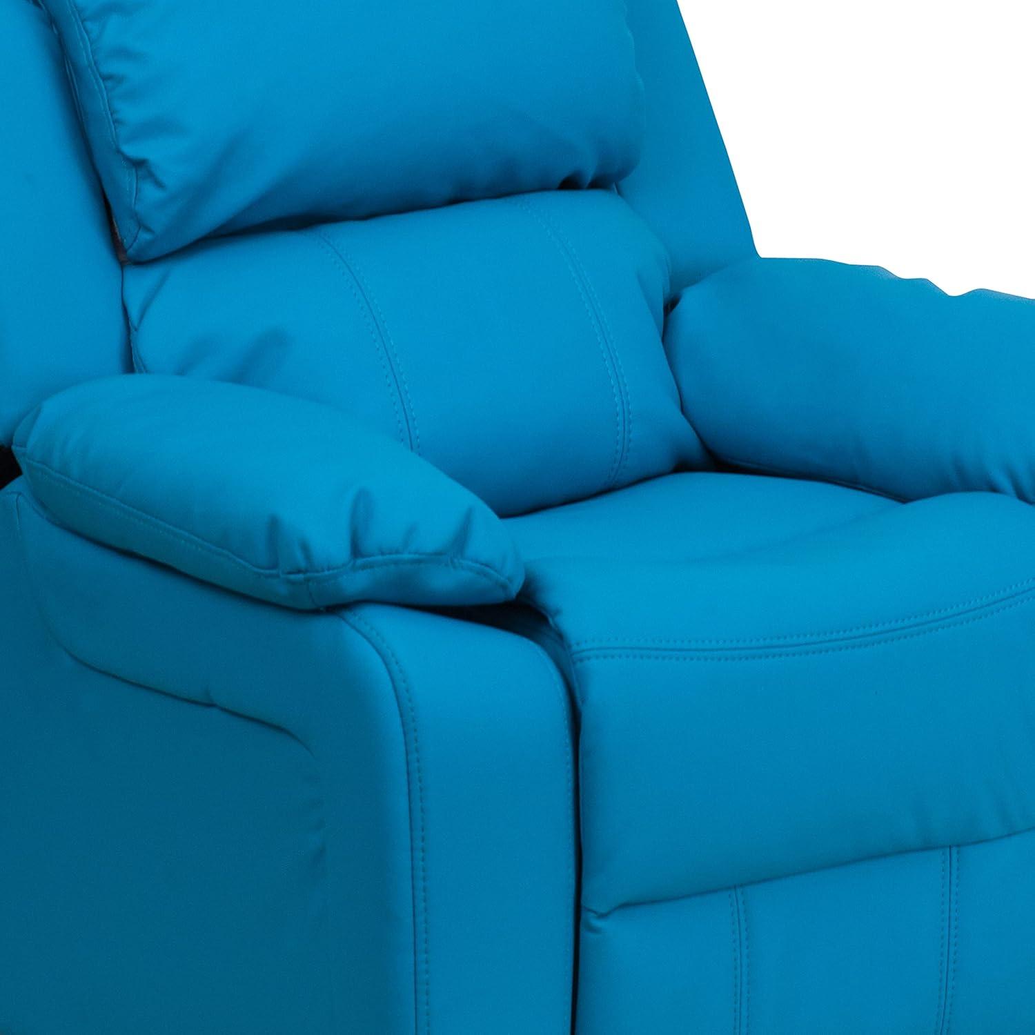 imageFlash Furniture Charlie Microfiber Kids Recliner with FlipUp Storage Arms and Safety Recline Contemporary Reclining Chair for Kids Supports up to 90 lbs PurpleTurquoise Vinyl
