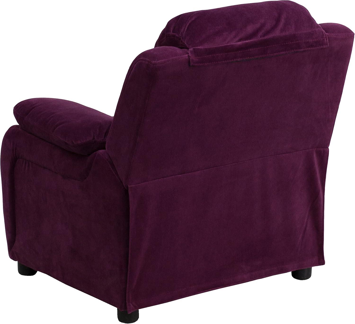 imageFlash Furniture Charlie Microfiber Kids Recliner with FlipUp Storage Arms and Safety Recline Contemporary Reclining Chair for Kids Supports up to 90 lbs PurplePurple Microfiber