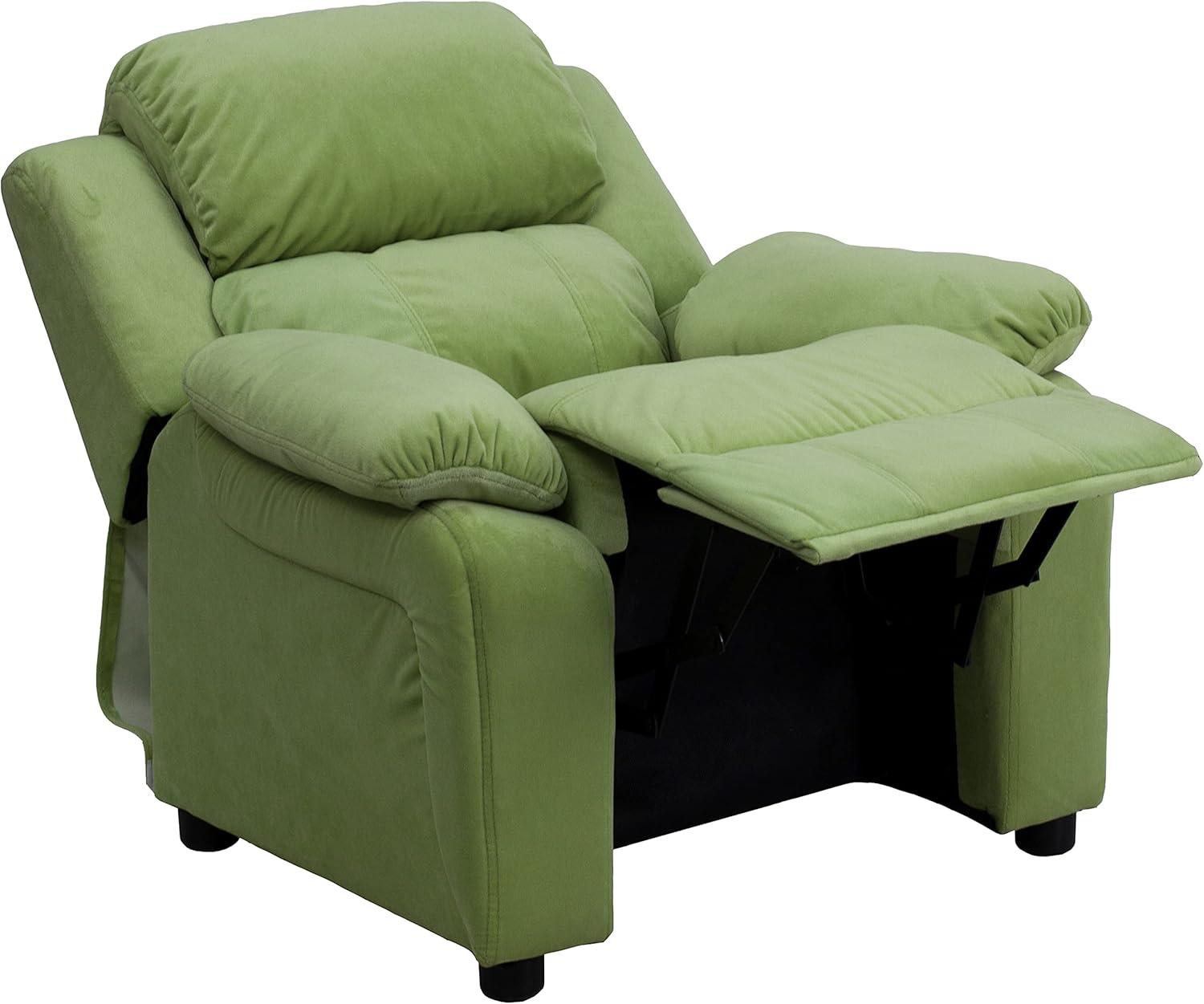 imageFlash Furniture Charlie Microfiber Kids Recliner with FlipUp Storage Arms and Safety Recline Contemporary Reclining Chair for Kids Supports up to 90 lbs PurpleAvocado Microfiber