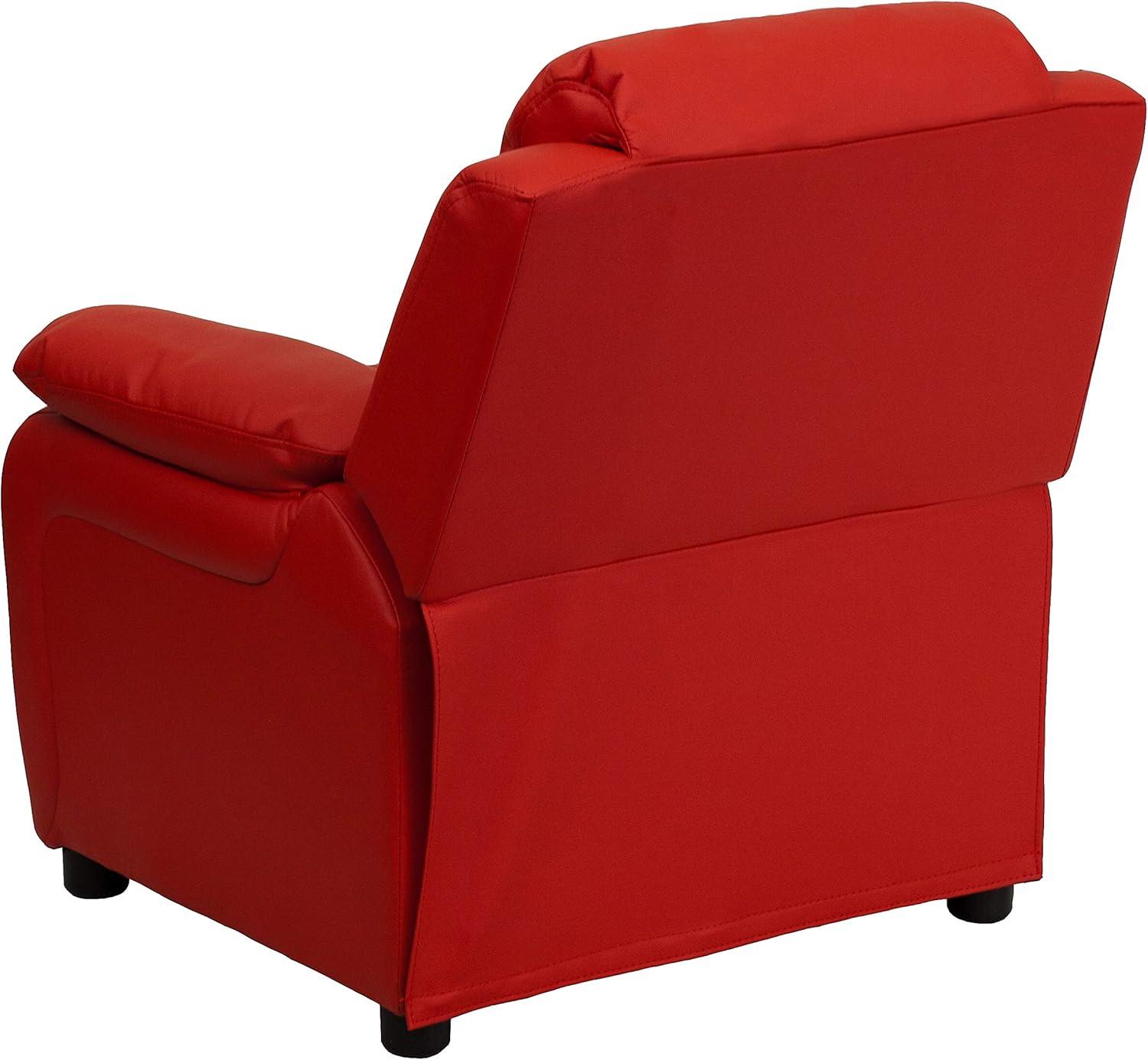 imageFlash Furniture Charlie Microfiber Kids Recliner with FlipUp Storage Arms and Safety Recline Contemporary Reclining Chair for Kids Supports up to 90 lbs PurpleRed Vinyl