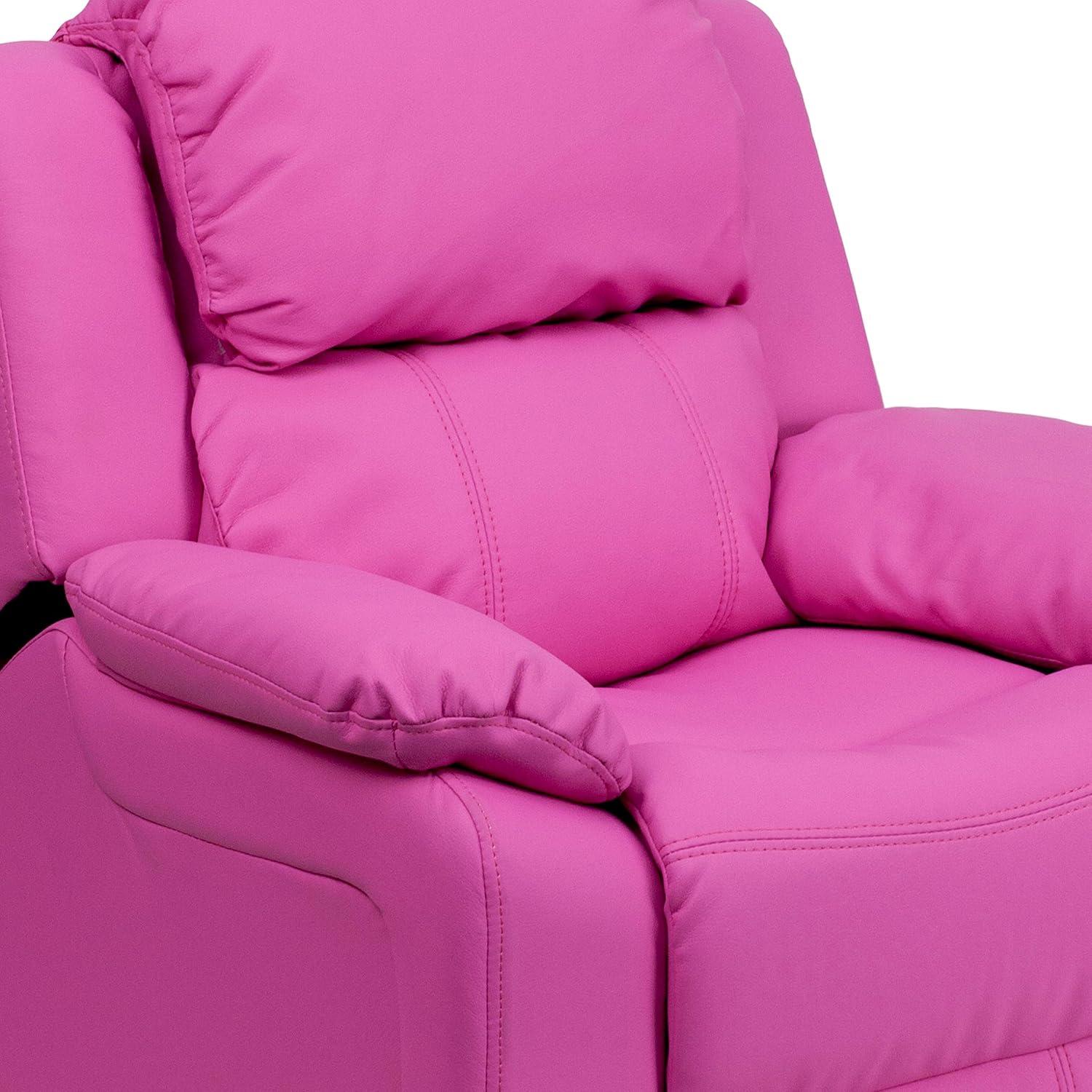imageFlash Furniture Charlie Microfiber Kids Recliner with FlipUp Storage Arms and Safety Recline Contemporary Reclining Chair for Kids Supports up to 90 lbs PurpleHot Pink Vinyl
