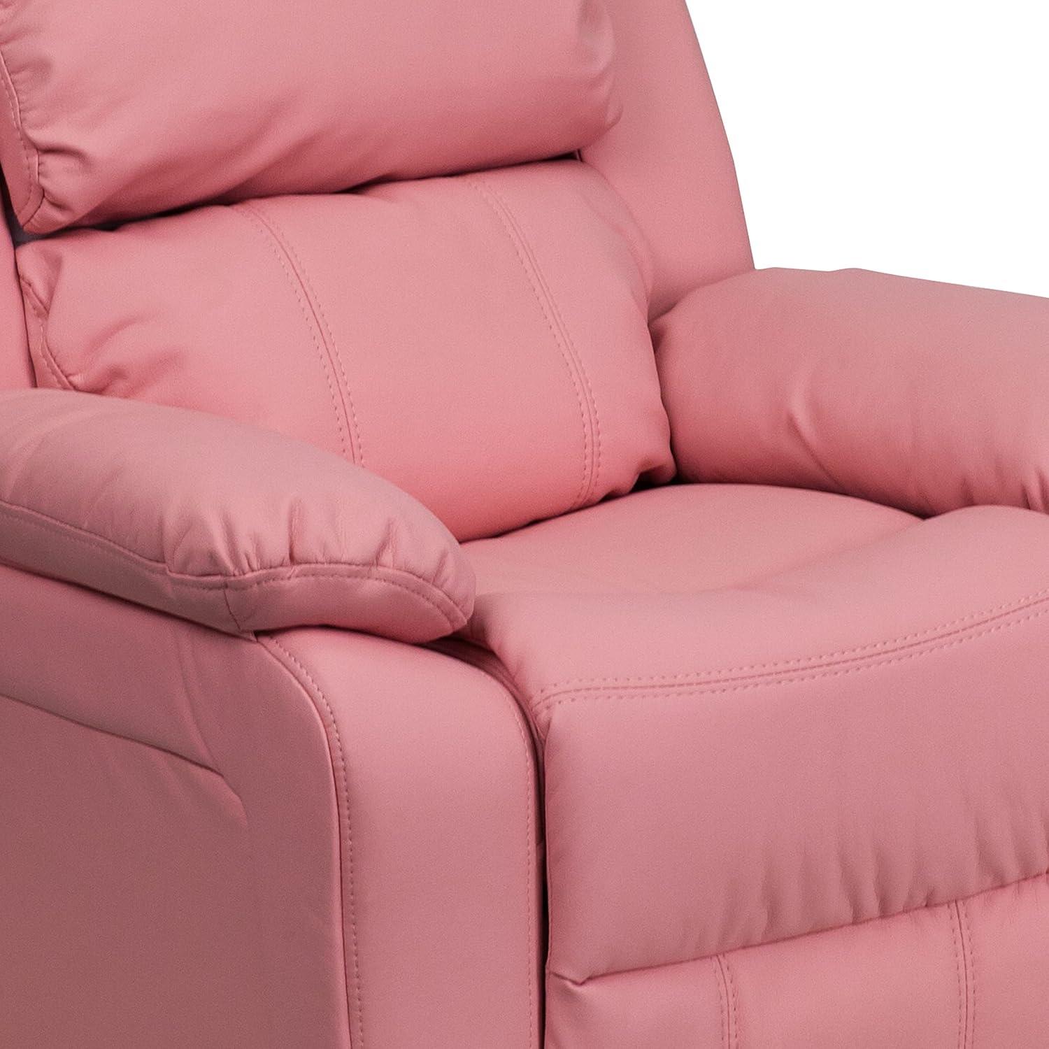 imageFlash Furniture Charlie Microfiber Kids Recliner with FlipUp Storage Arms and Safety Recline Contemporary Reclining Chair for Kids Supports up to 90 lbs PurplePink Vinyl