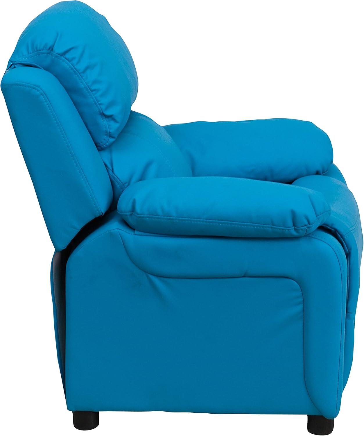 imageFlash Furniture Charlie Microfiber Kids Recliner with FlipUp Storage Arms and Safety Recline Contemporary Reclining Chair for Kids Supports up to 90 lbs PurpleTurquoise Vinyl