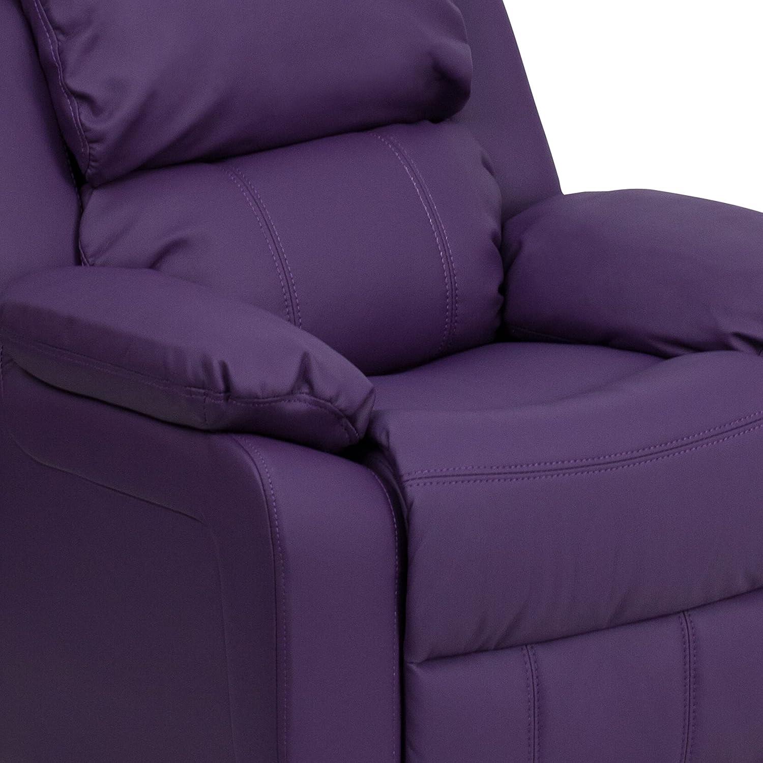 imageFlash Furniture Charlie Microfiber Kids Recliner with FlipUp Storage Arms and Safety Recline Contemporary Reclining Chair for Kids Supports up to 90 lbs PurplePurple Vinyl