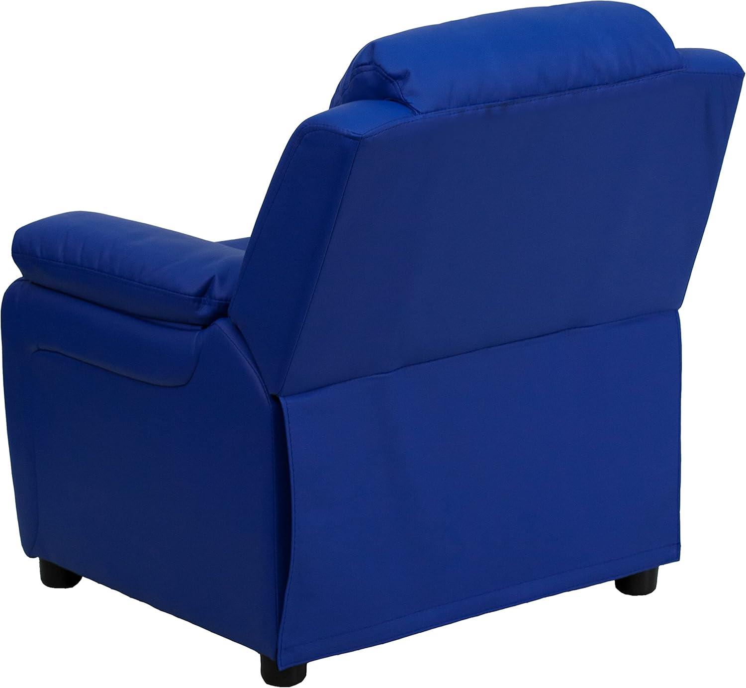 imageFlash Furniture Charlie Microfiber Kids Recliner with FlipUp Storage Arms and Safety Recline Contemporary Reclining Chair for Kids Supports up to 90 lbs PurpleBlue Vinyl