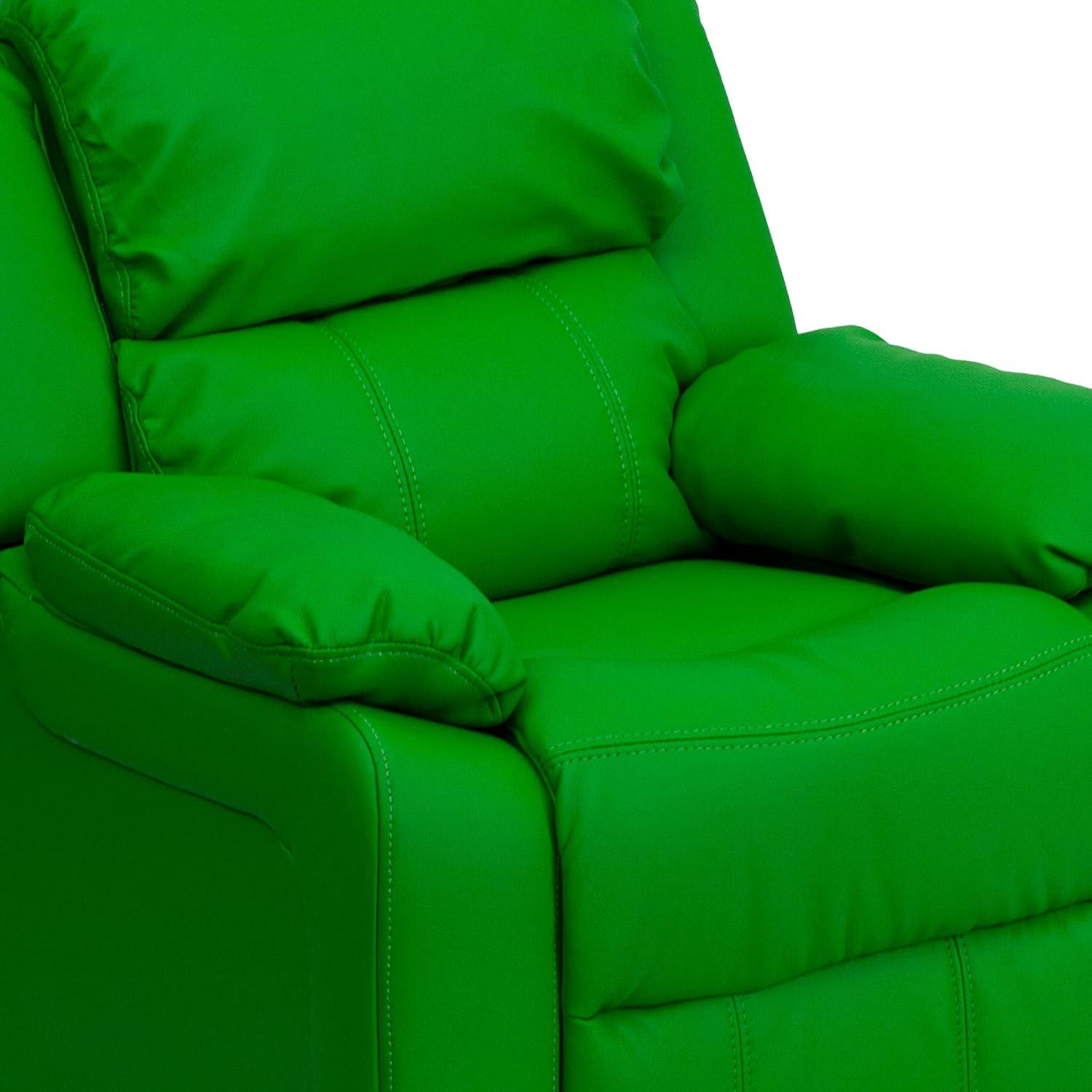 imageFlash Furniture Charlie Microfiber Kids Recliner with FlipUp Storage Arms and Safety Recline Contemporary Reclining Chair for Kids Supports up to 90 lbs PurpleGreen Vinyl