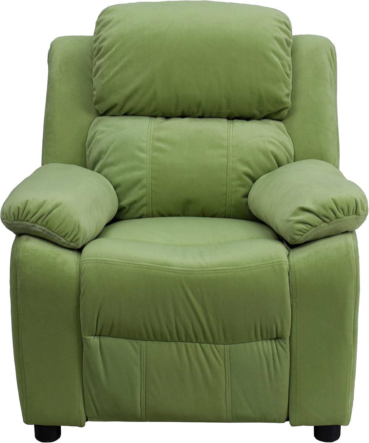 imageFlash Furniture Charlie Microfiber Kids Recliner with FlipUp Storage Arms and Safety Recline Contemporary Reclining Chair for Kids Supports up to 90 lbs PurpleAvocado Microfiber