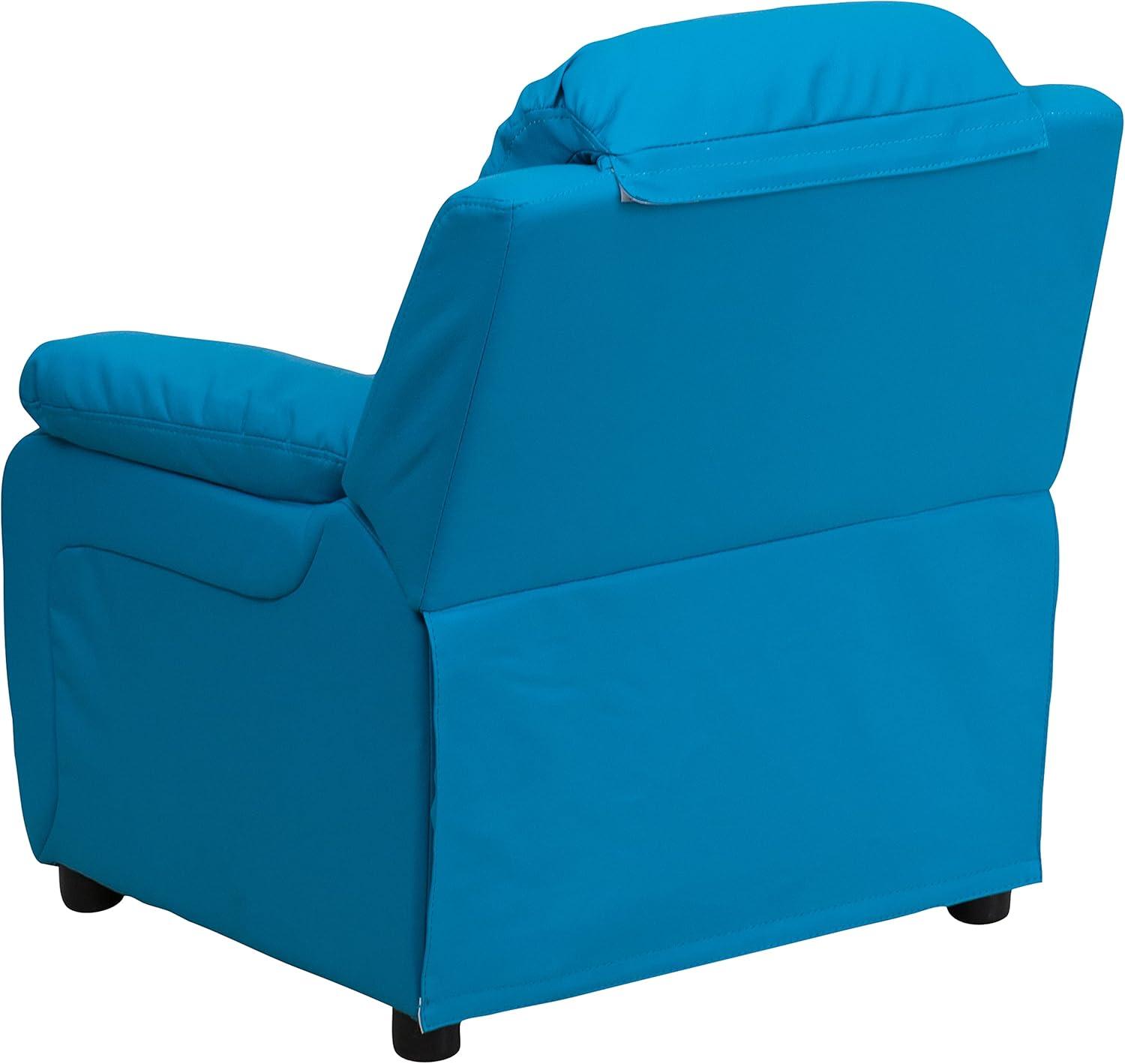 imageFlash Furniture Charlie Microfiber Kids Recliner with FlipUp Storage Arms and Safety Recline Contemporary Reclining Chair for Kids Supports up to 90 lbs PurpleTurquoise Vinyl