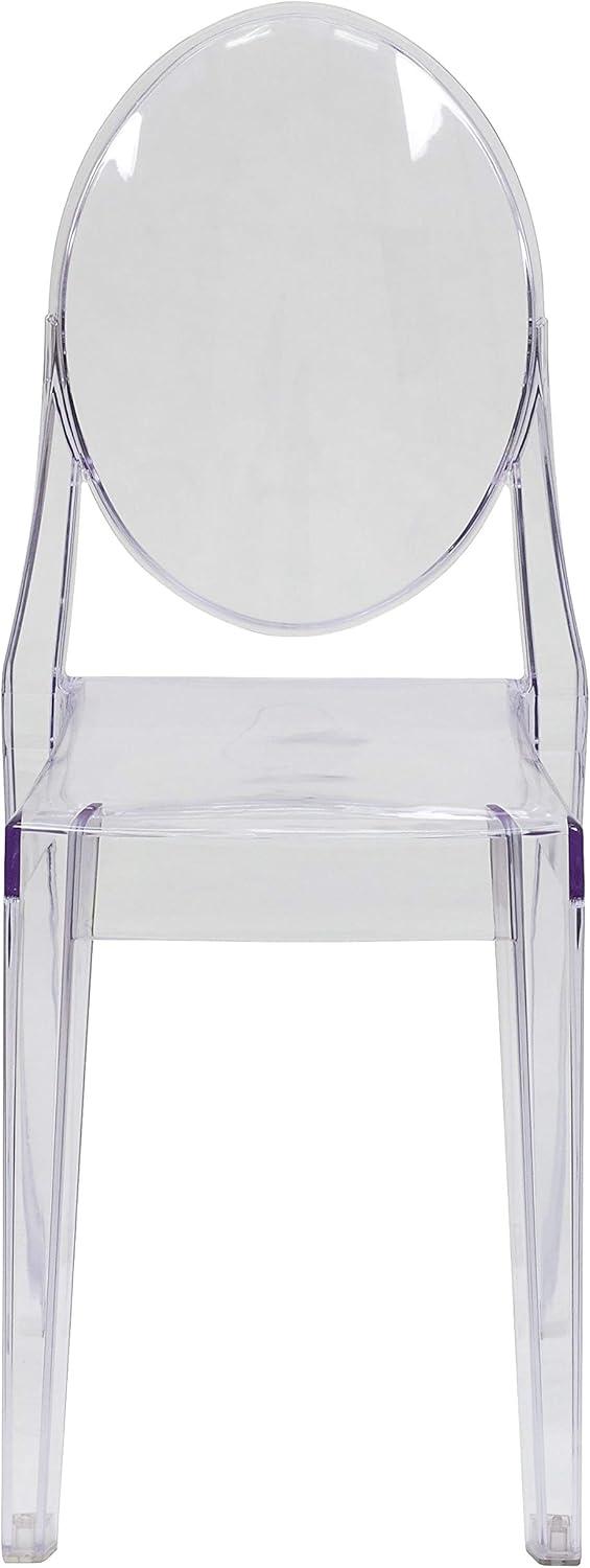 imageFlash Furniture Cheryl IndoorOutdoor Ghost Accent and Dining Chair with Contoured Seat Stackable Transparent Restaurant Chair Transparent Crystal4