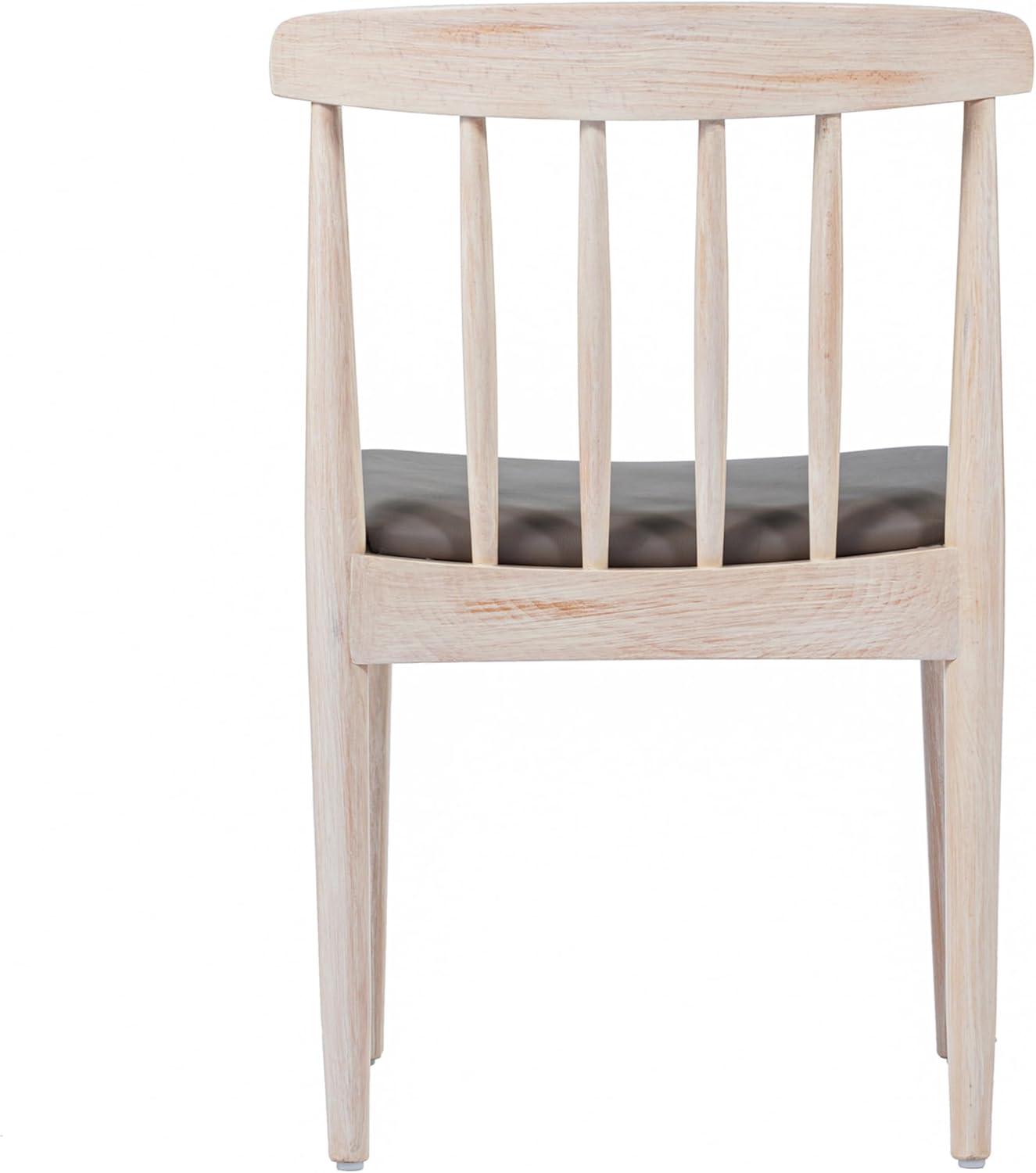 imageFlash Furniture Chester Solid Wood Dining Chair Commercial Grade Restaurant Chair with Curved Spindle Backrest and Vinyl Padded Seat Antique WhiteBeigeBrown Vinyl SeatAntique White Wood Frame