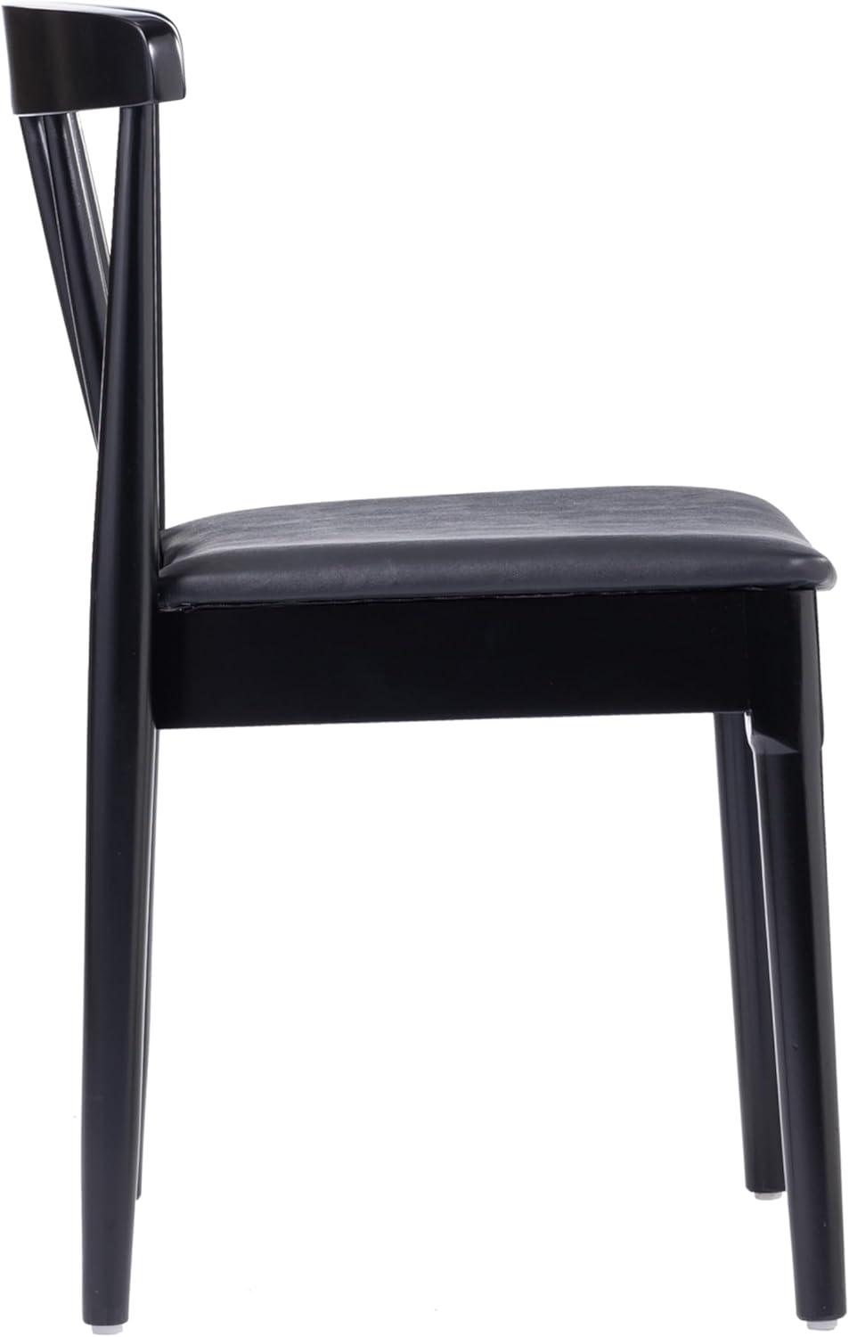 imageFlash Furniture Chester Solid Wood Dining Chair Commercial Grade Restaurant Chair with Curved Spindle Backrest and Vinyl Padded Seat Antique WhiteBeigeBlack Vinyl SeatBlack Wood Frame