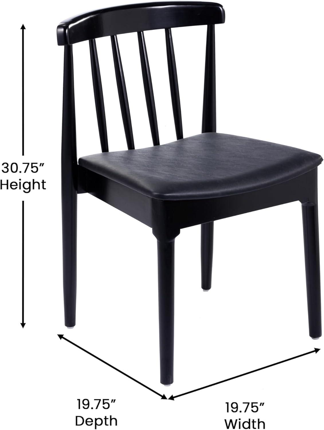 imageFlash Furniture Chester Solid Wood Dining Chair Commercial Grade Restaurant Chair with Curved Spindle Backrest and Vinyl Padded Seat Antique WhiteBeigeBlack Vinyl SeatBlack Wood Frame