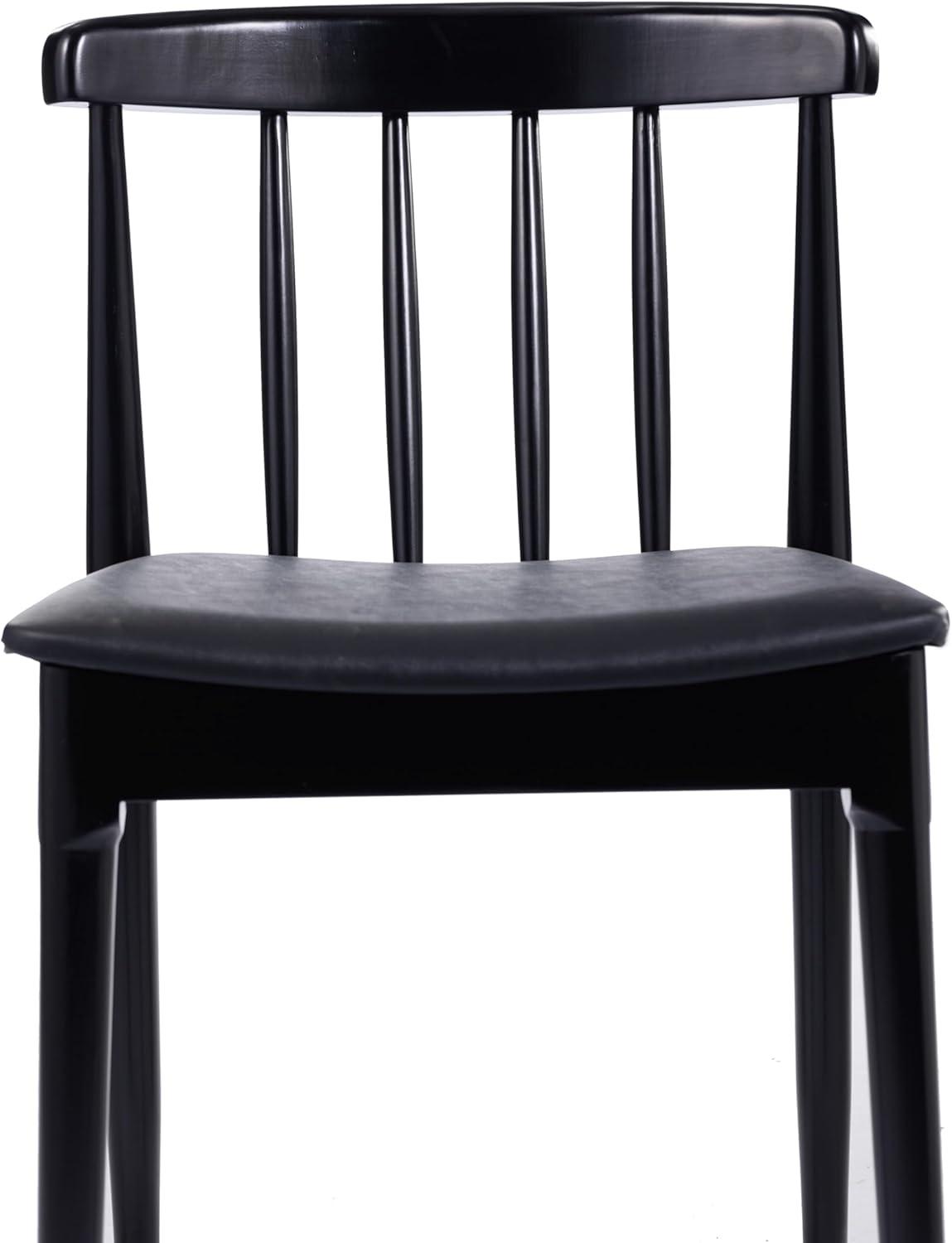 imageFlash Furniture Chester Solid Wood Dining Chair Commercial Grade Restaurant Chair with Curved Spindle Backrest and Vinyl Padded Seat Antique WhiteBeigeBlack Vinyl SeatBlack Wood Frame