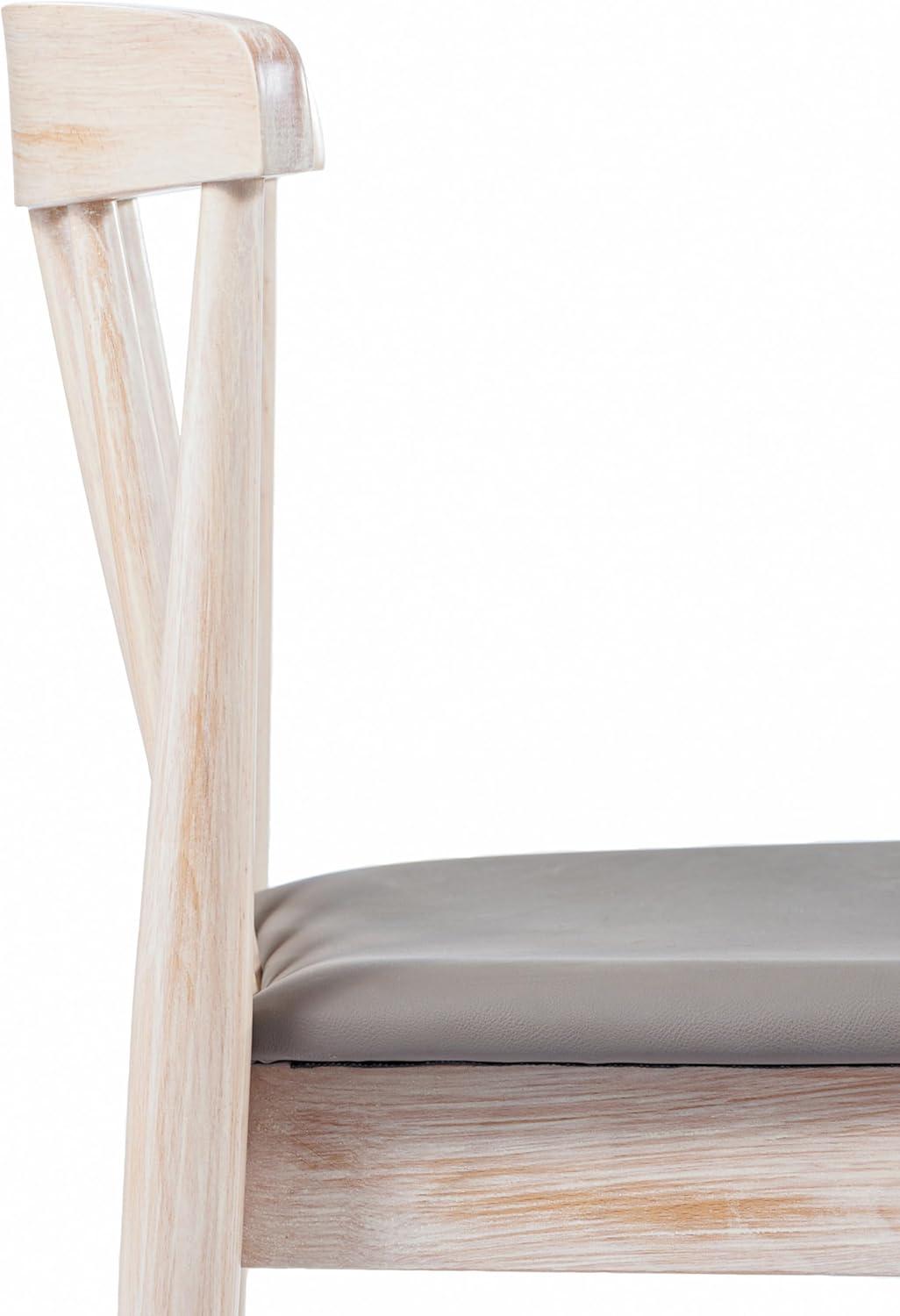 imageFlash Furniture Chester Solid Wood Dining Chair Commercial Grade Restaurant Chair with Curved Spindle Backrest and Vinyl Padded Seat Antique WhiteBeigeBrown Vinyl SeatAntique White Wood Frame