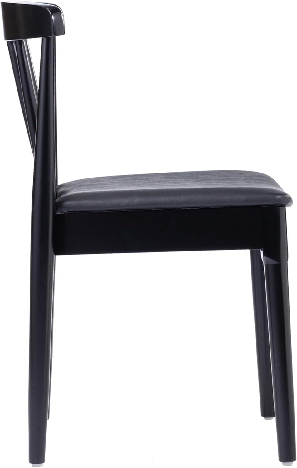 imageFlash Furniture Chester Solid Wood Dining Chair Commercial Grade Restaurant Chair with Curved Spindle Backrest and Vinyl Padded Seat Antique WhiteBeigeBlack Vinyl SeatBlack Wood Frame
