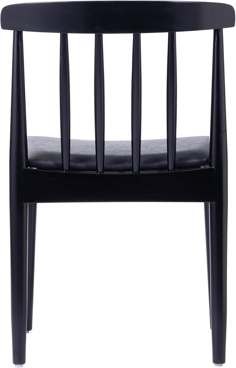 imageFlash Furniture Chester Solid Wood Dining Chair Commercial Grade Restaurant Chair with Curved Spindle Backrest and Vinyl Padded Seat Antique WhiteBeigeBlack Vinyl SeatBlack Wood Frame